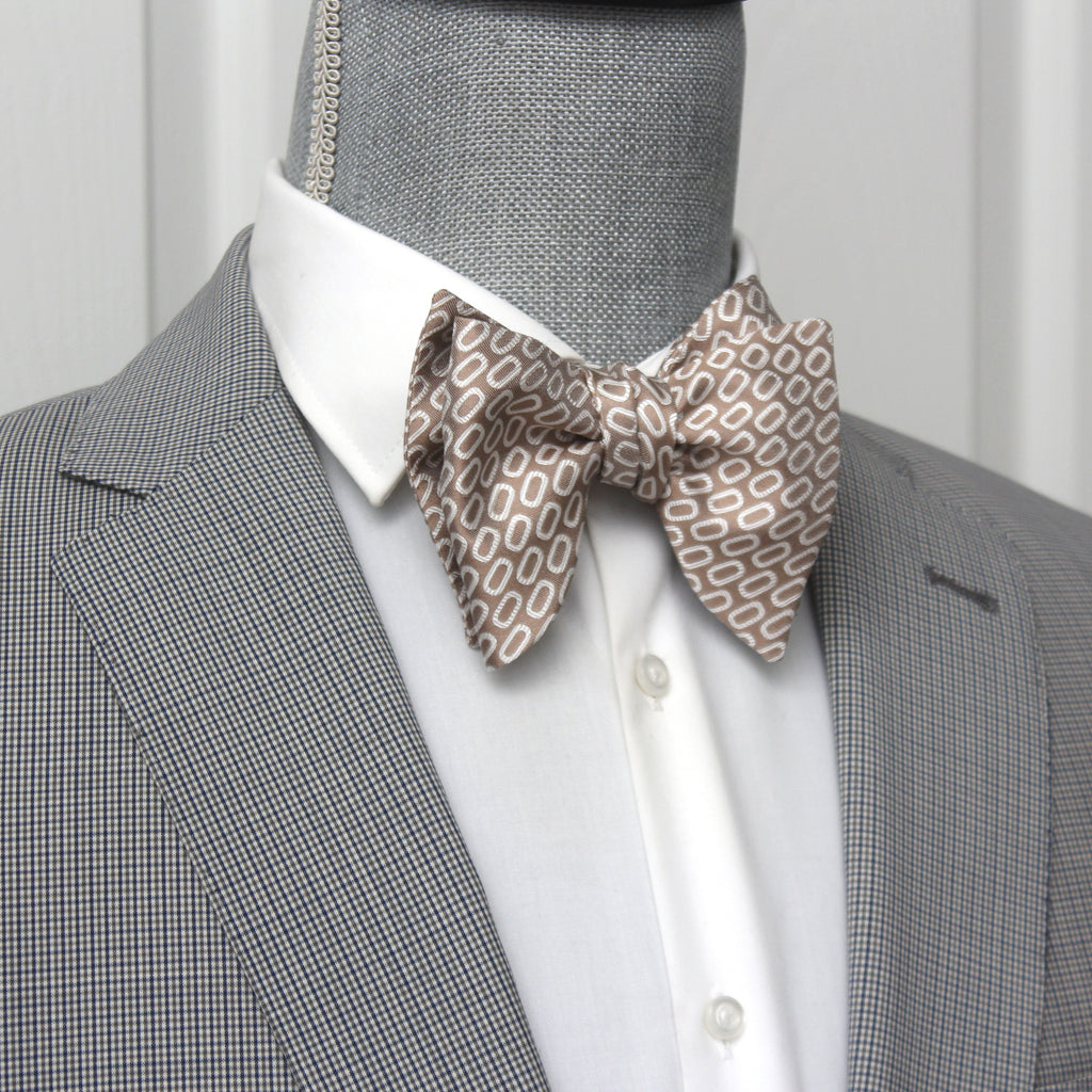 White Beige Ornament Big Butterfly Bow tie