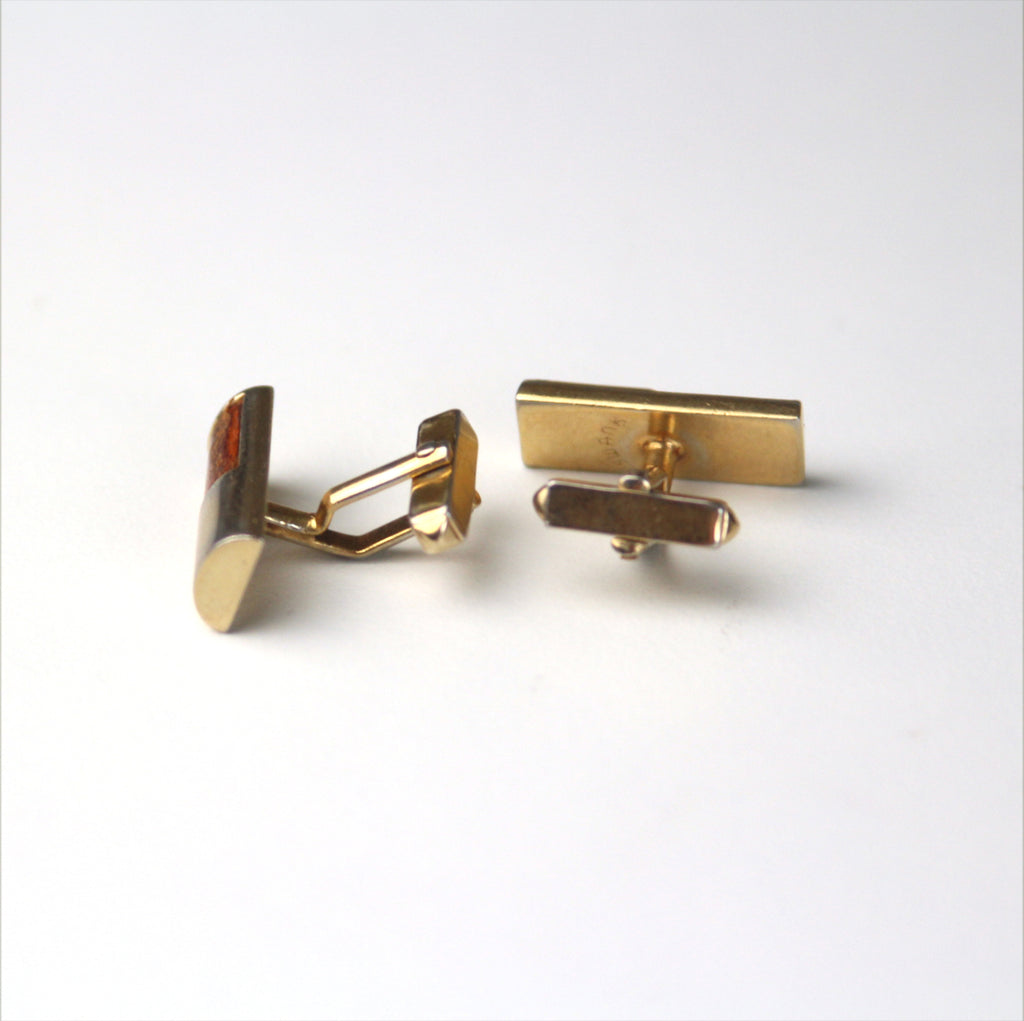 Swank Mens Cufflinks Men’s Gold Tone Brown Leather 7/8”