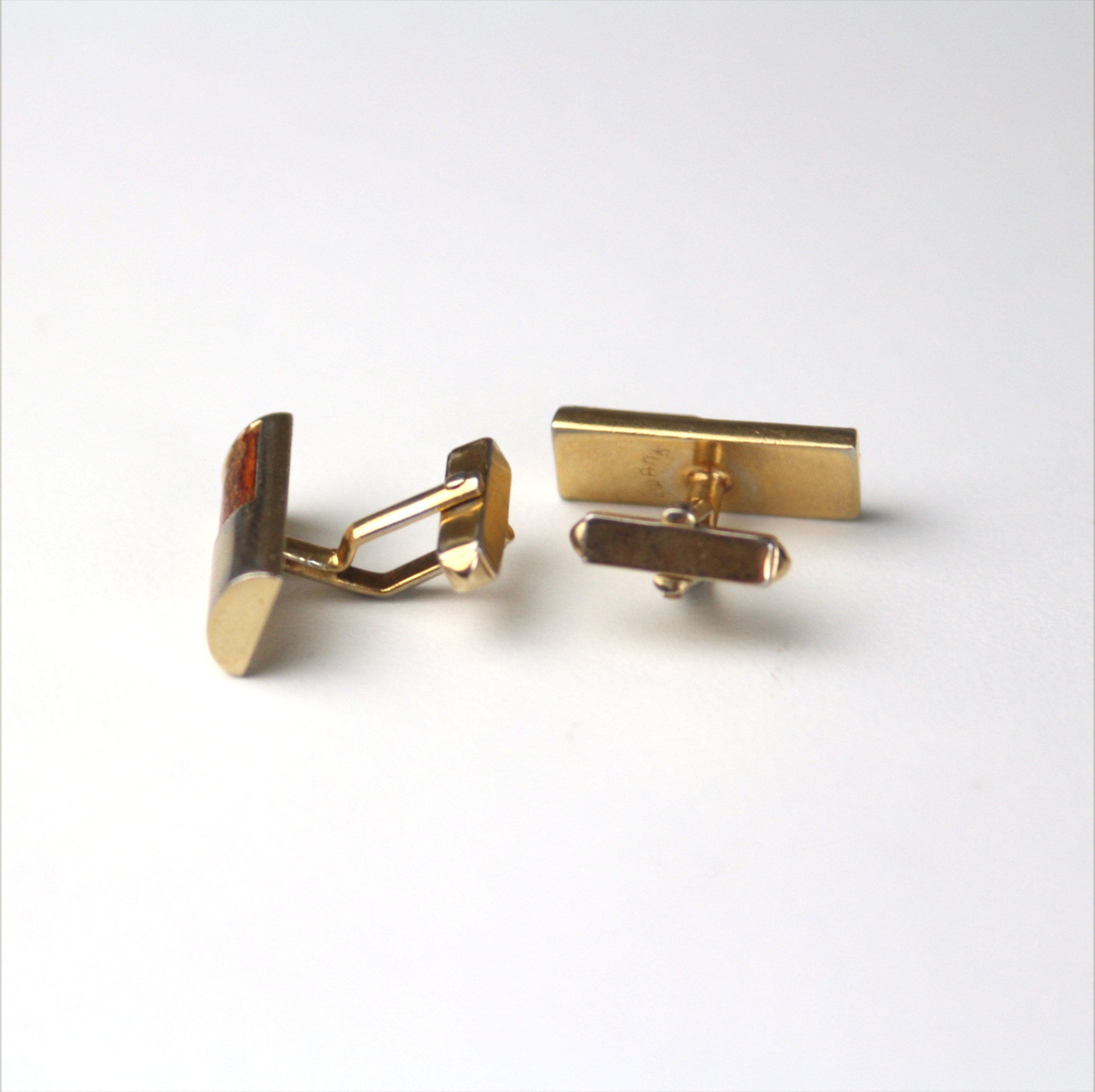 Swank Mens Cufflinks Men’s Gold Tone Brown Leather 7/8”