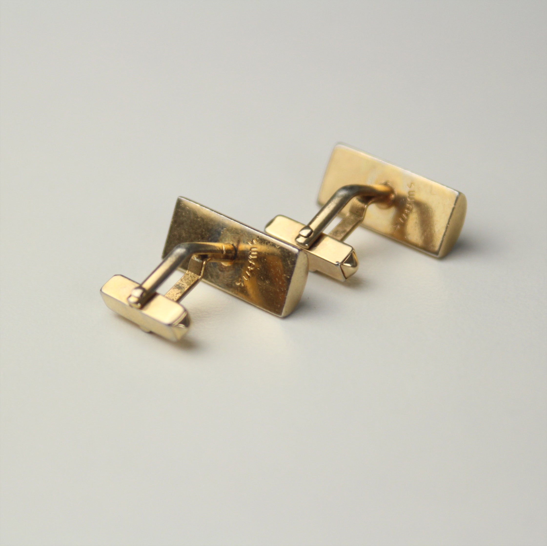 Swank Mens Cufflinks Men’s Gold Tone Brown Leather 7/8”