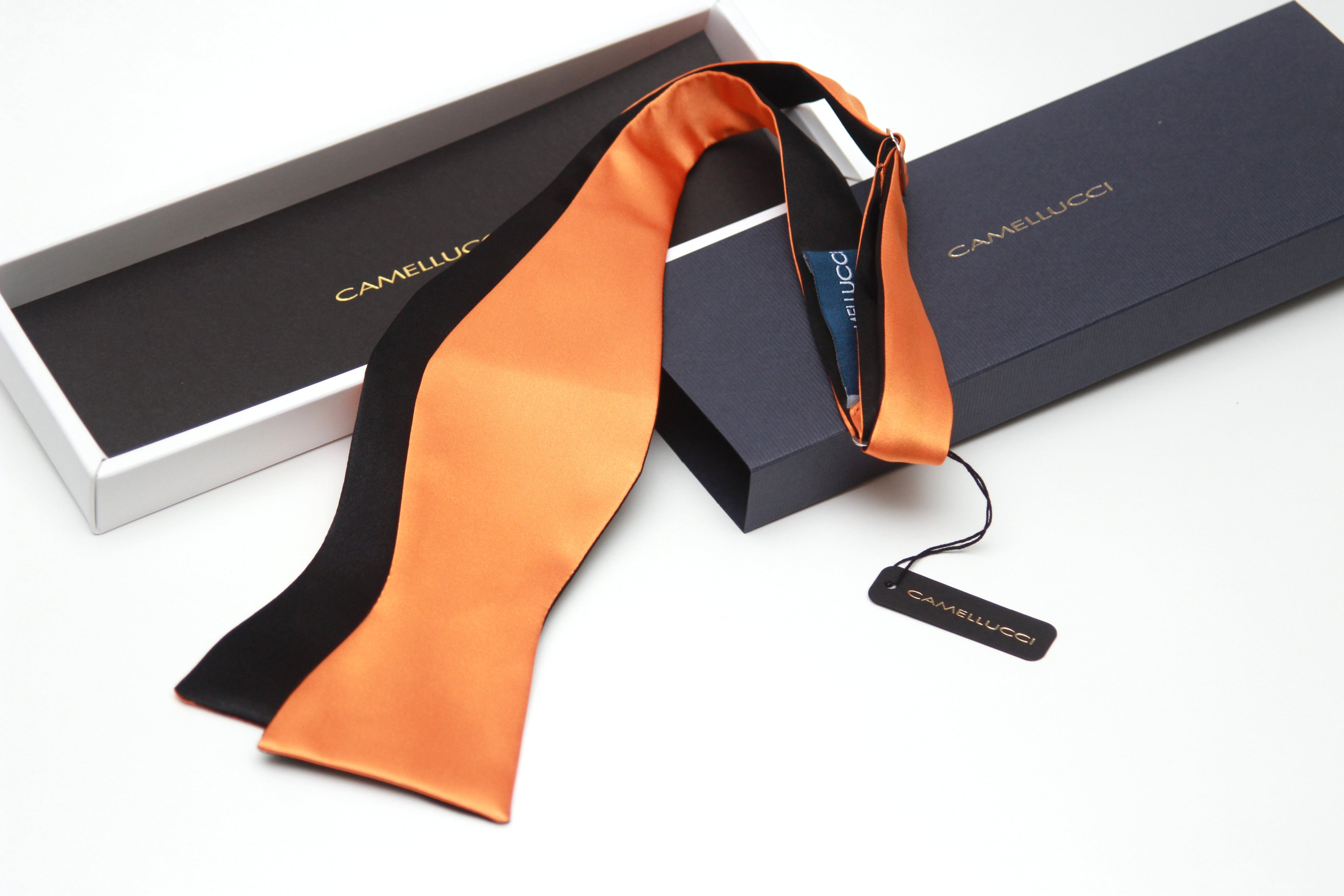 Orange Black Reversible Self-Tie Bow Tie