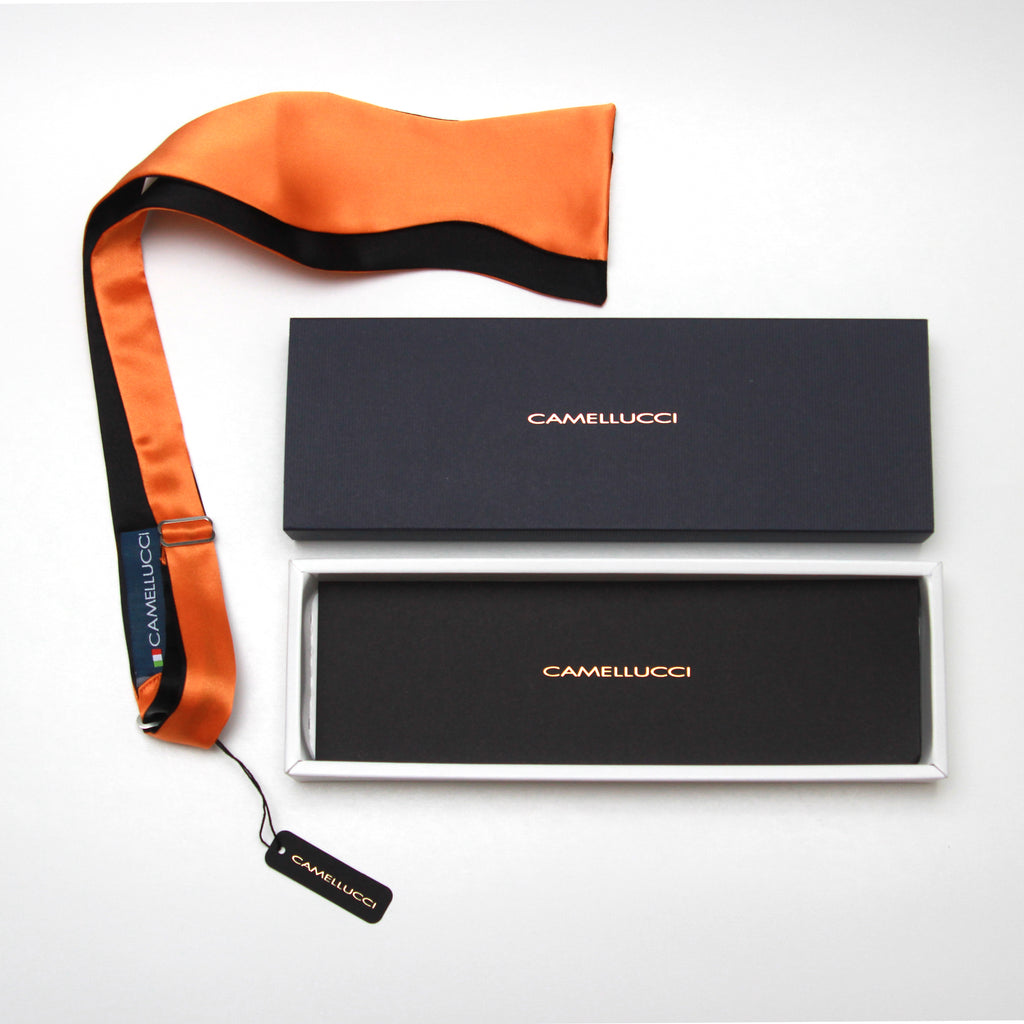 Orange Black Reversible Self-Tie Bow Tie