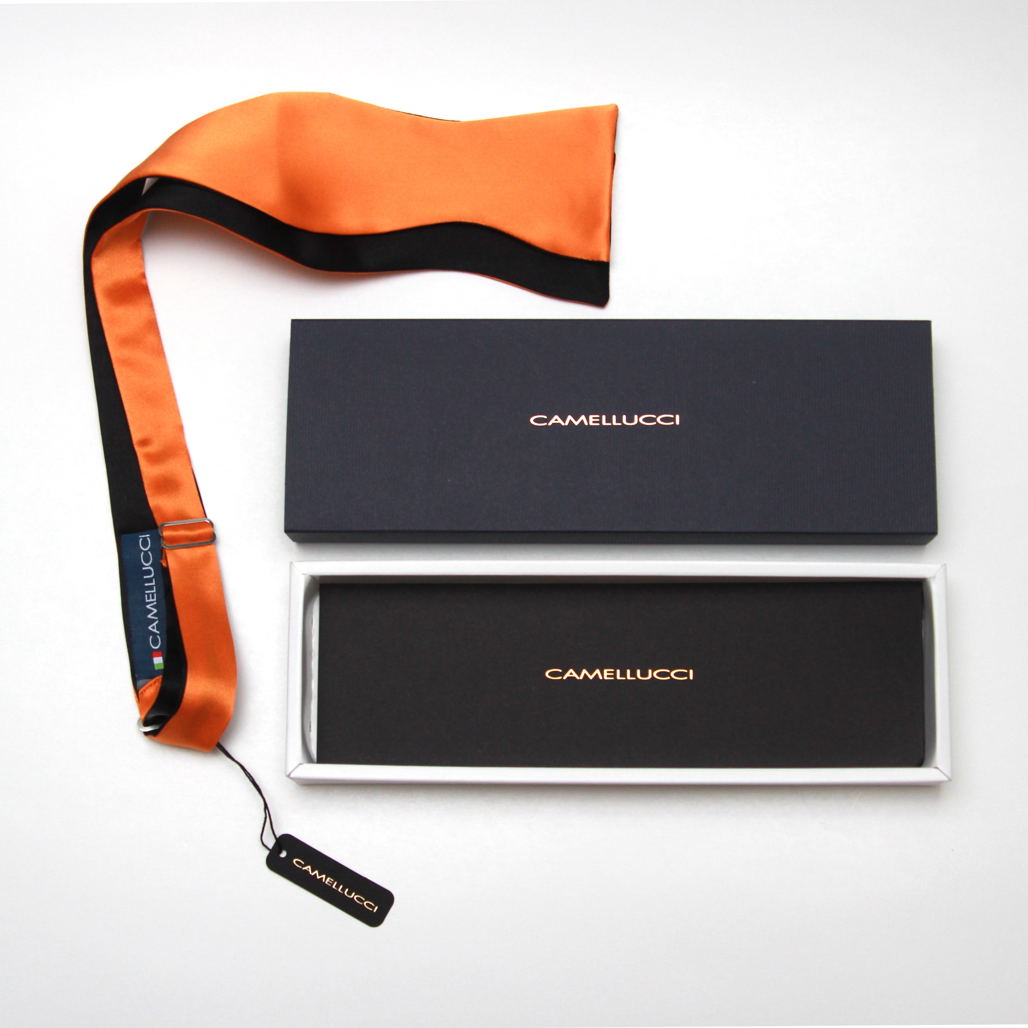Orange Black Reversible Self-Tie Bow Tie