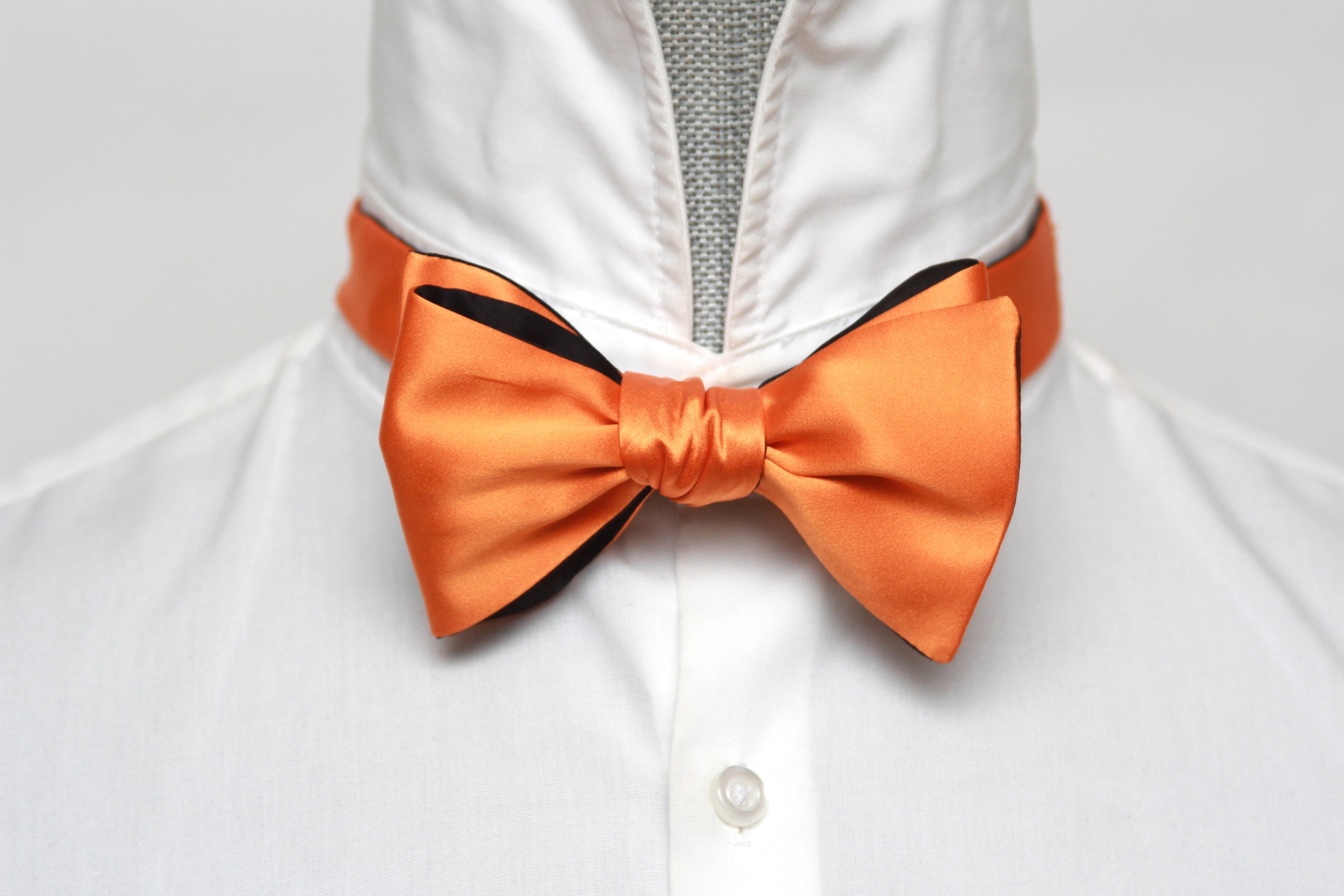 Orange Black Reversible Self-Tie Bow Tie