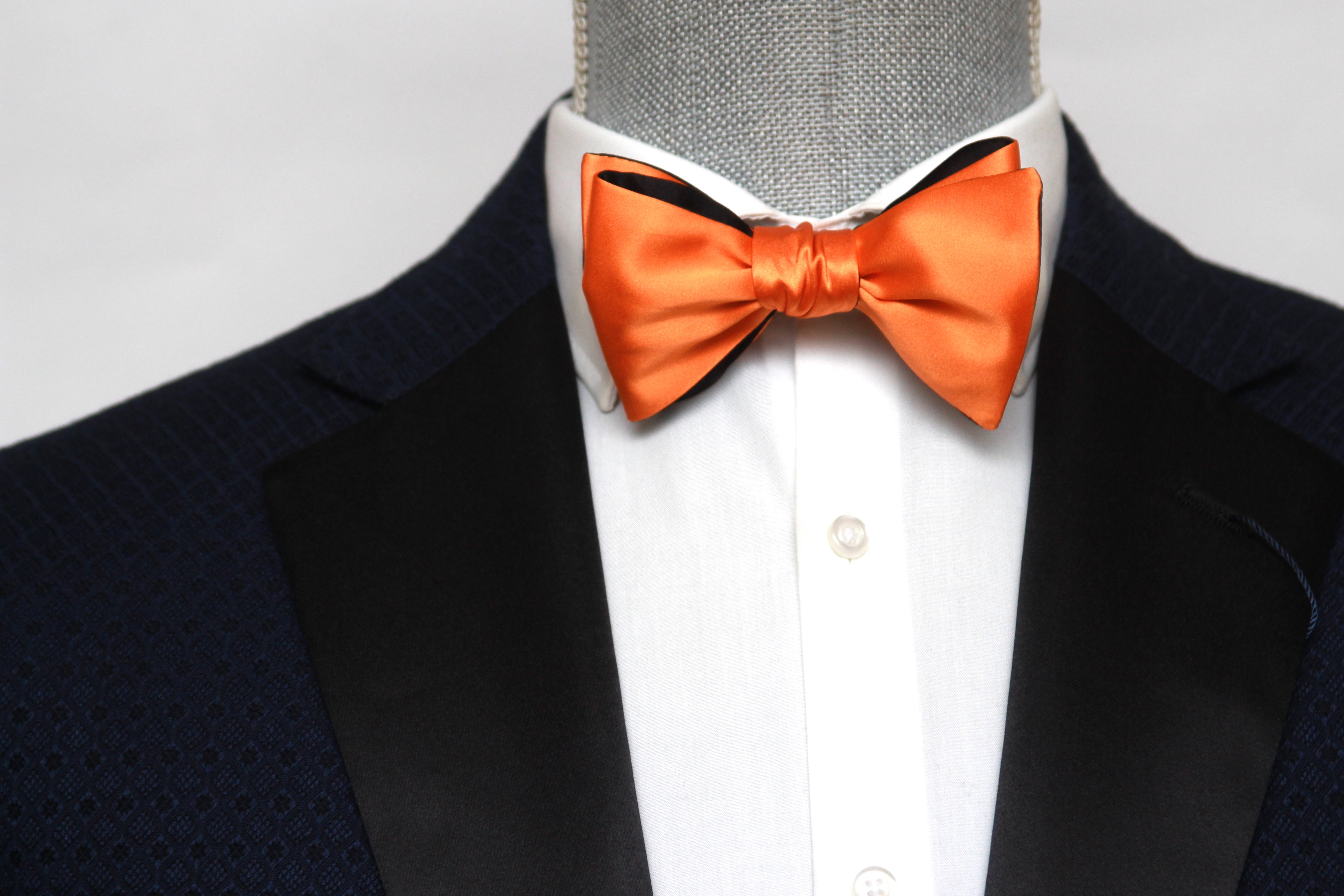 Orange Black Reversible Self-Tie Bow Tie