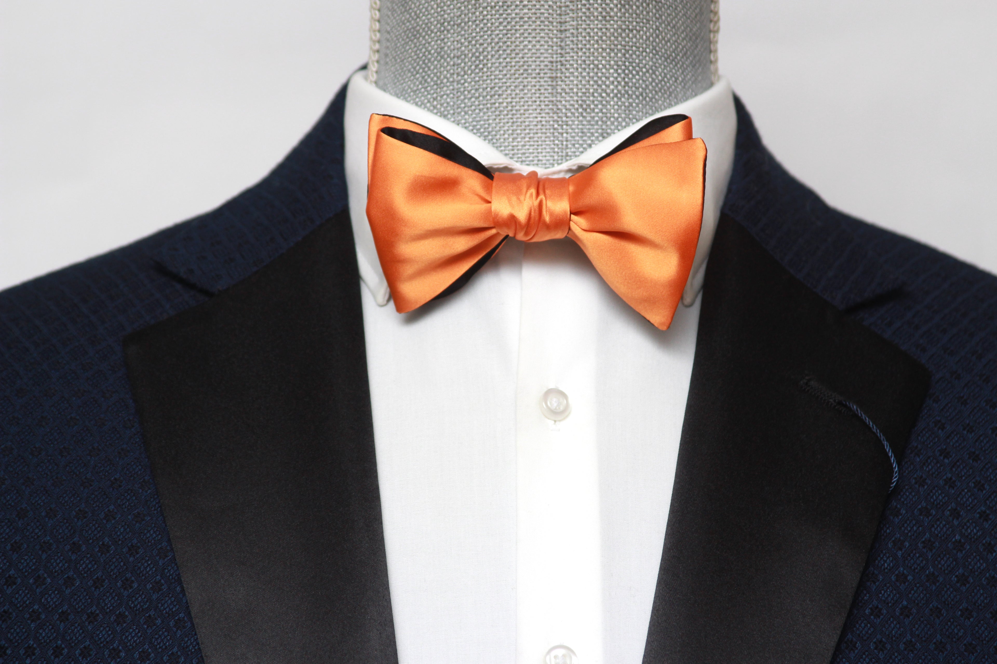 Orange Black Reversible Self-Tie Bow Tie