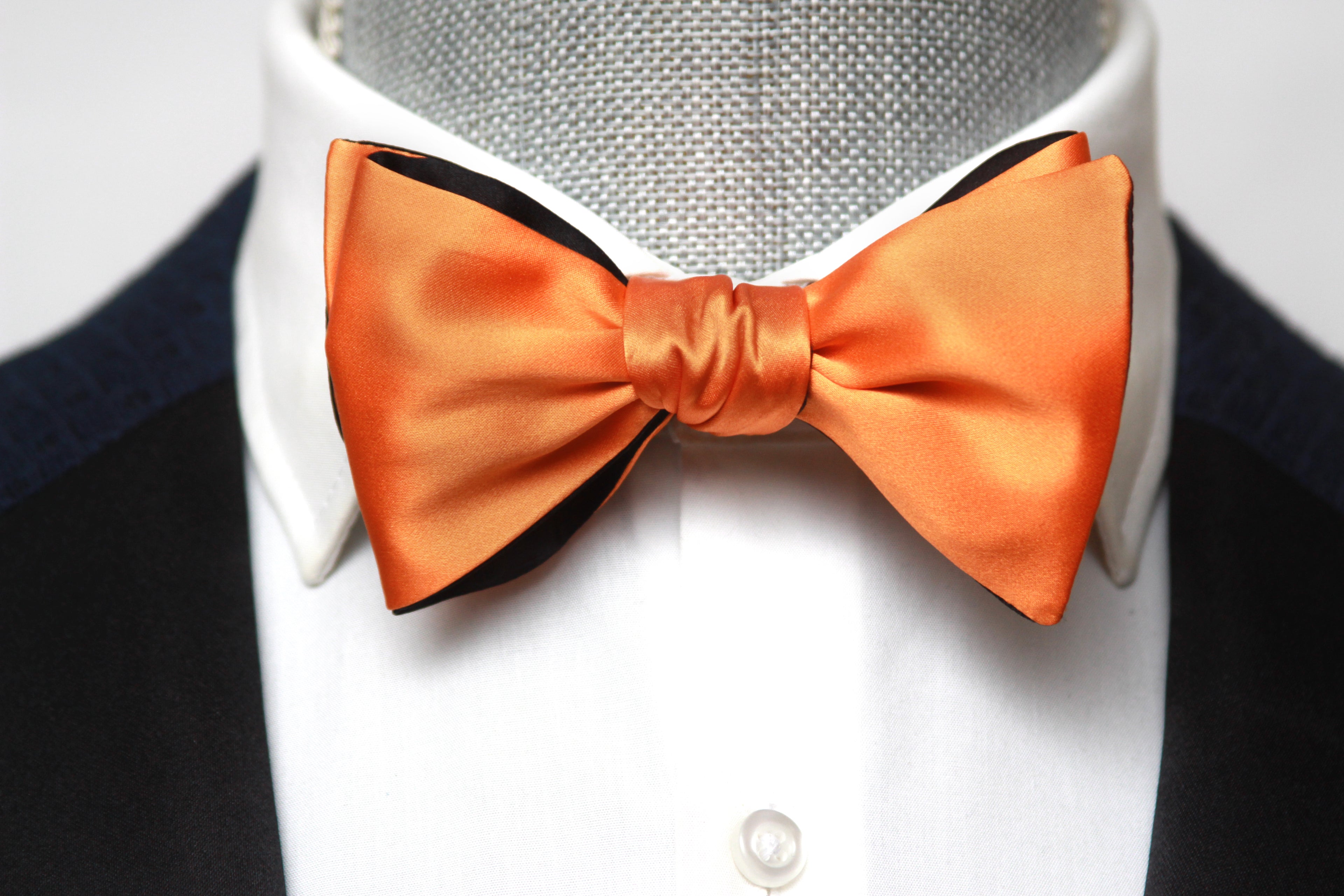Orange Black Reversible Self-Tie Bow Tie
