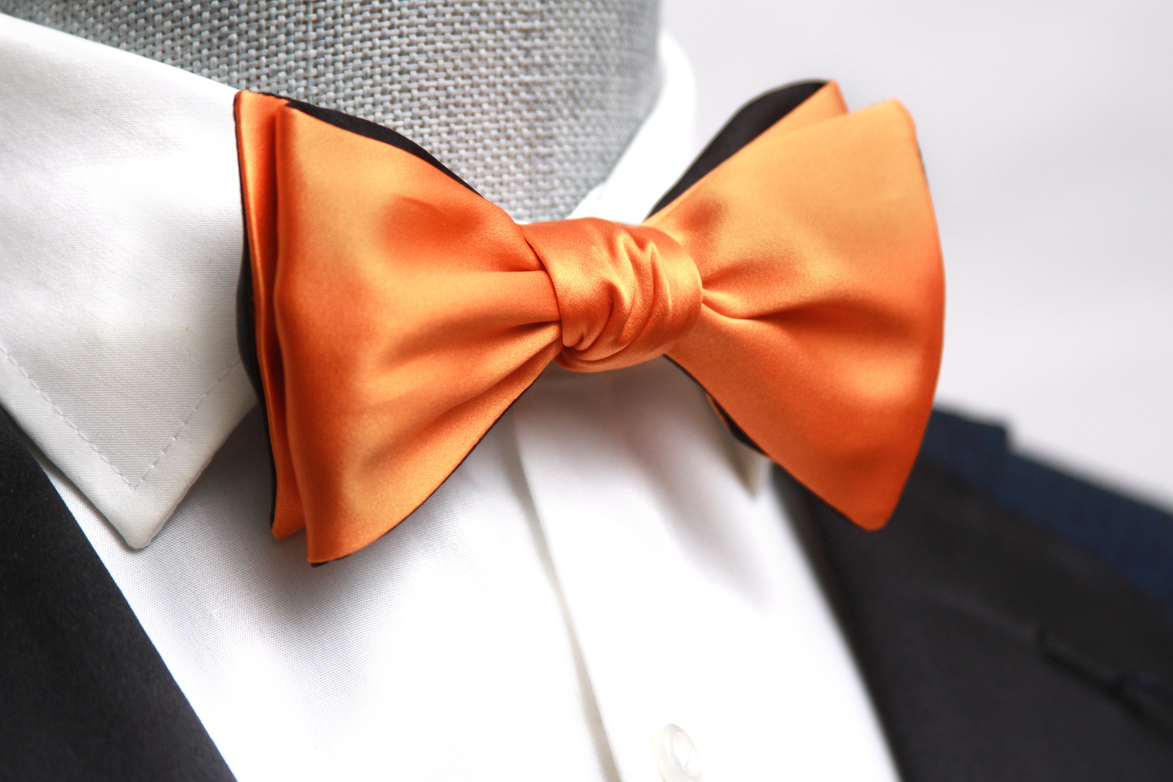 Orange Black Reversible Self-Tie Bow Tie