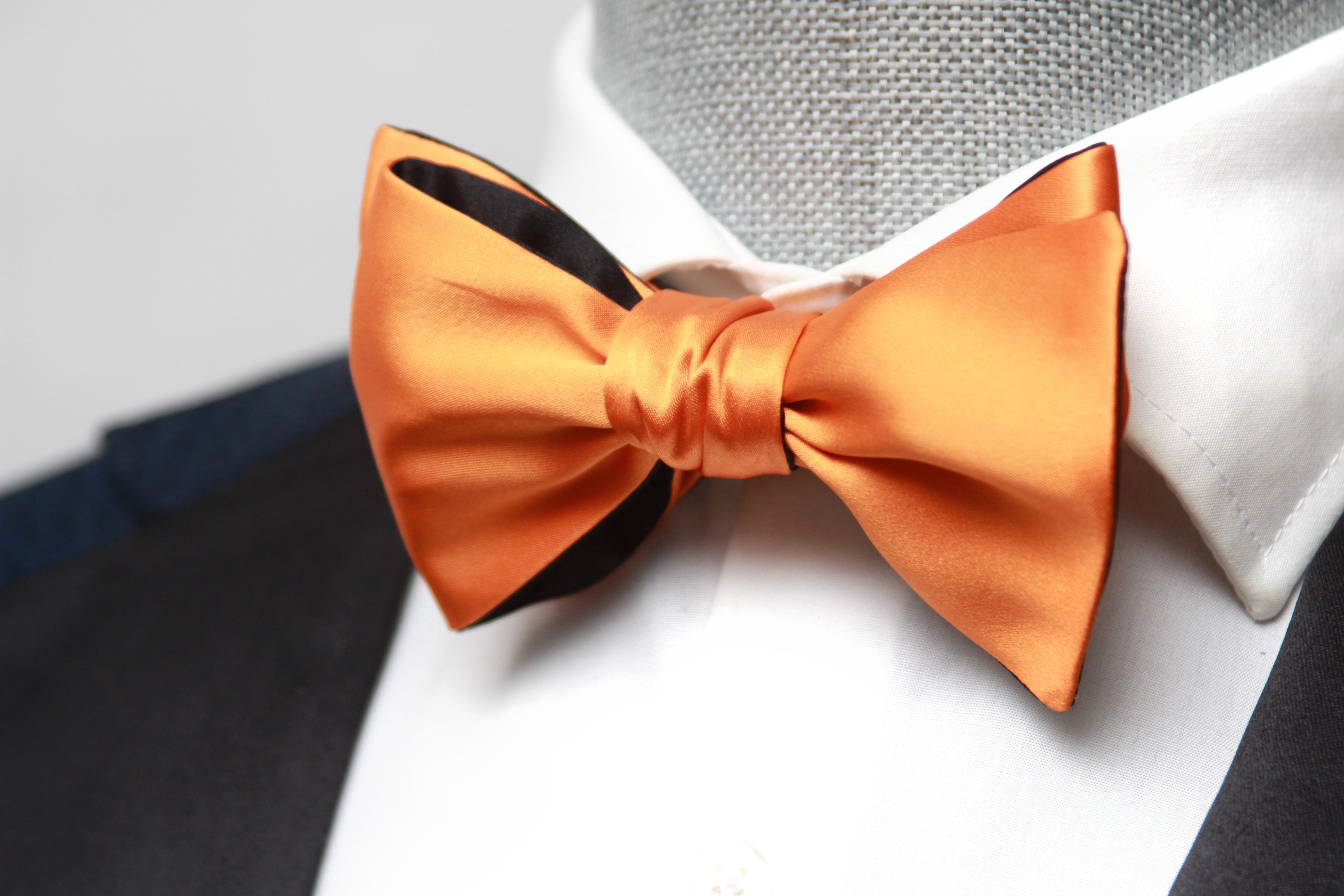 Orange Black Reversible Self-Tie Bow Tie