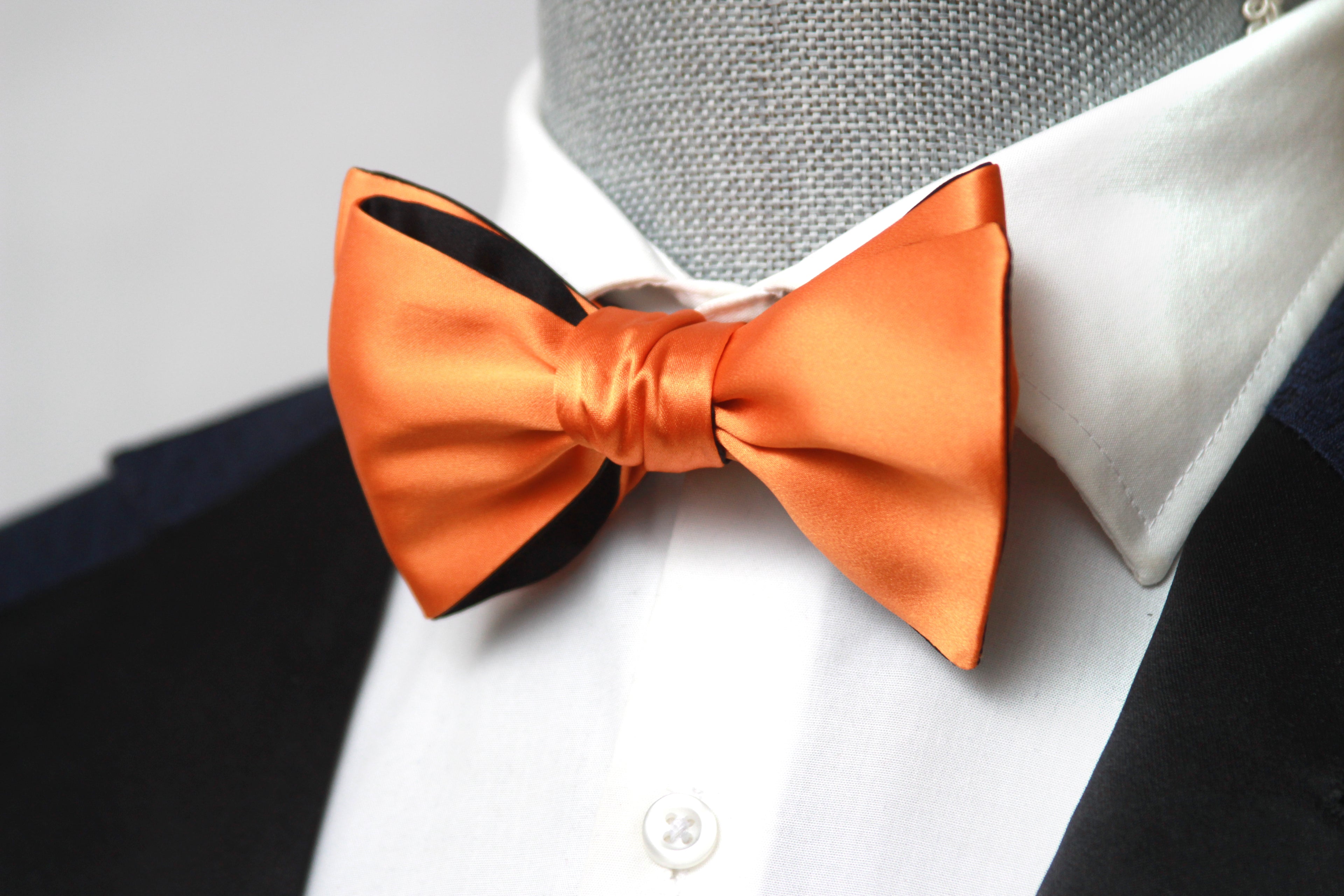 Orange Black Reversible Self-Tie Bow Tie