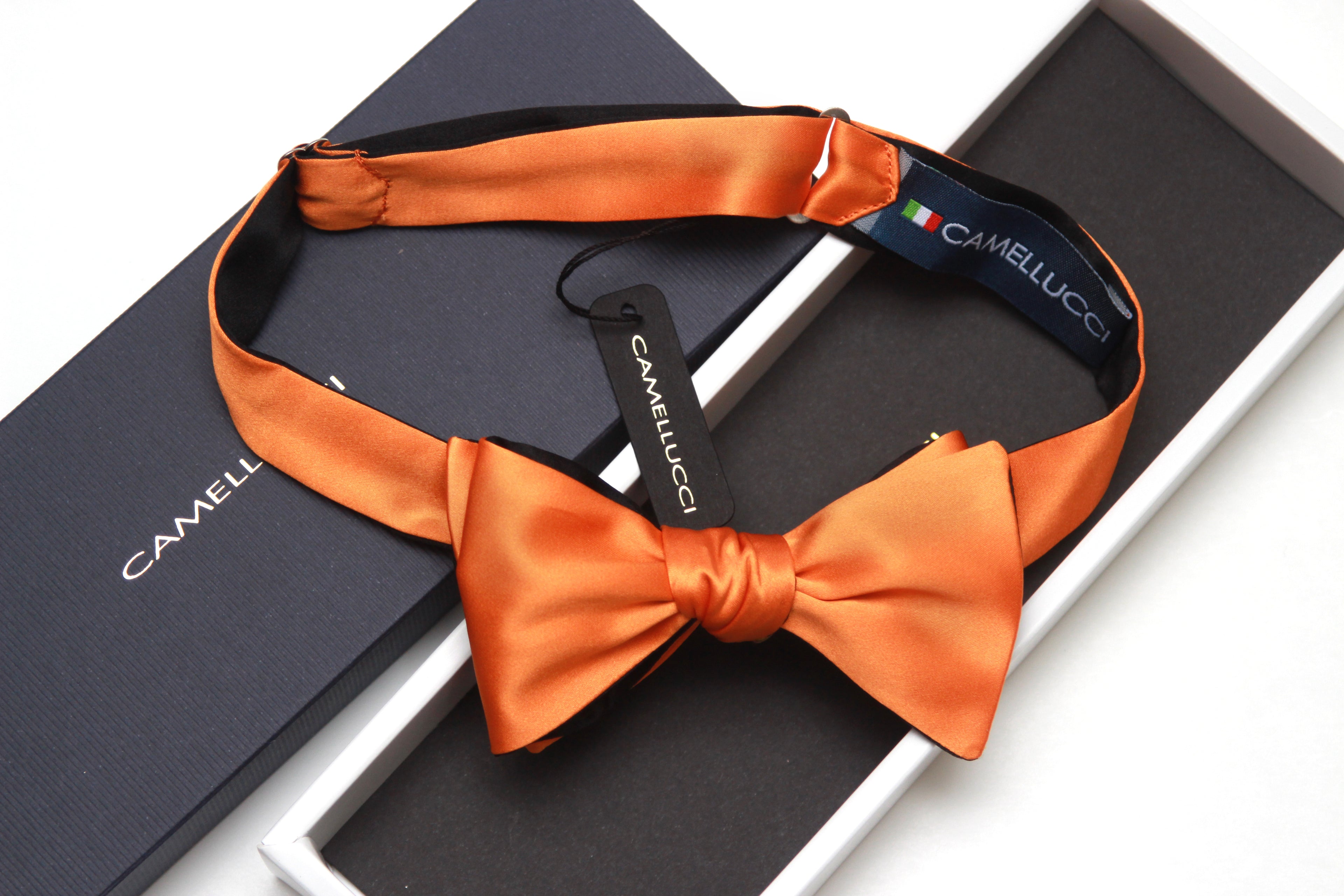 Orange Black Reversible Self-Tie Bow Tie