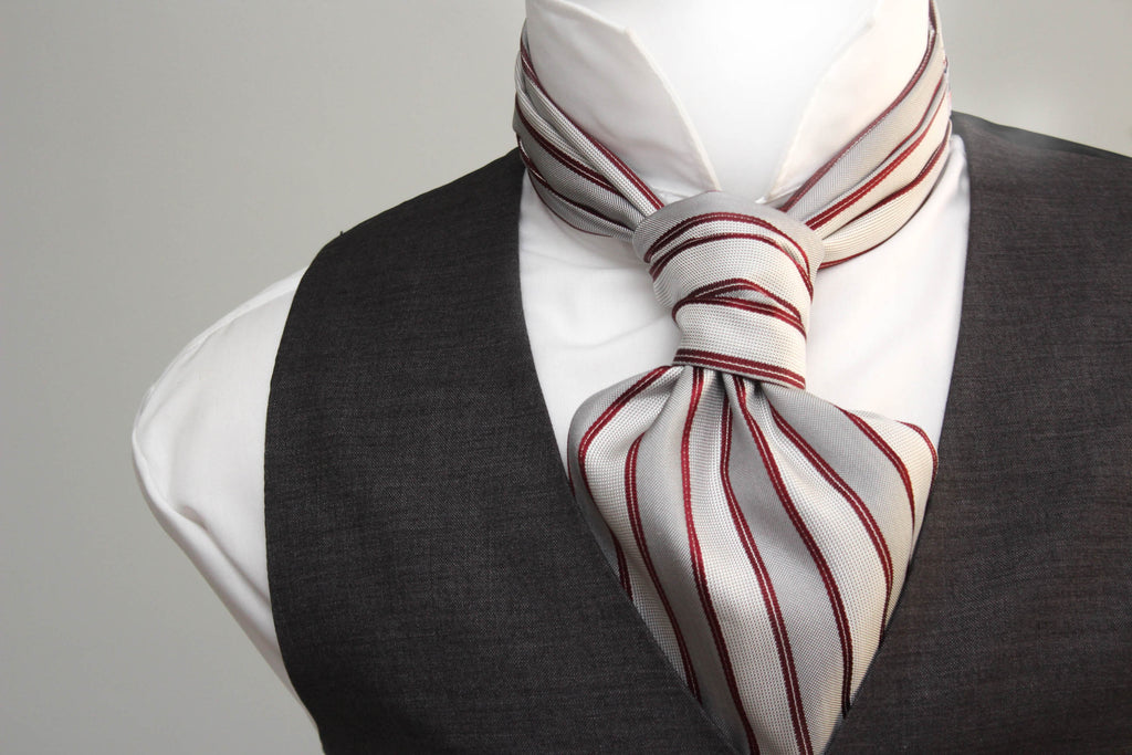 Men's Ascot Cravat Red Striped