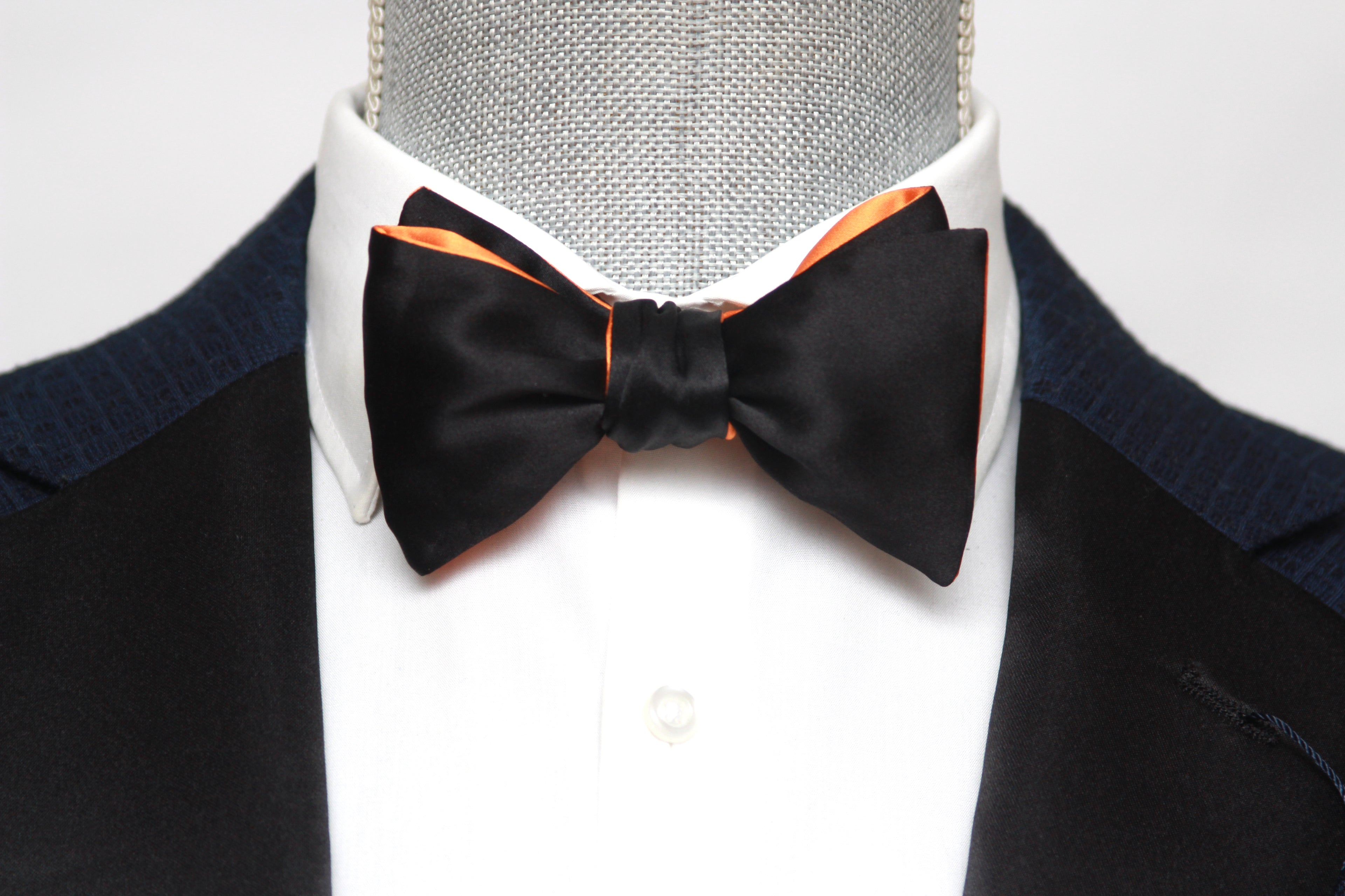 Orange Black Reversible Self-Tie Bow Tie