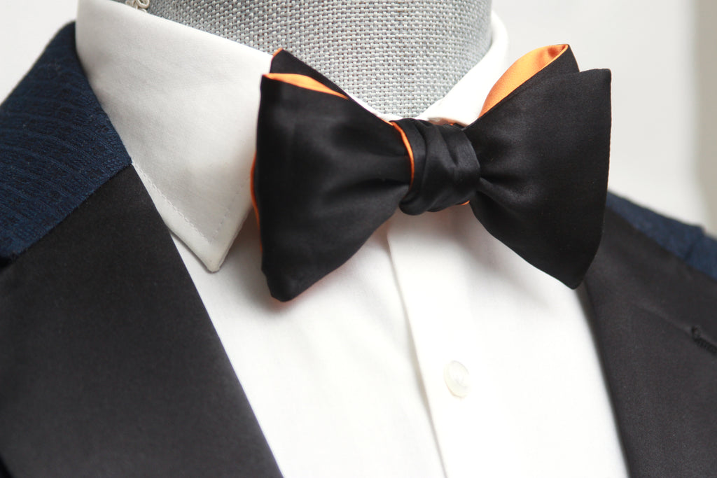 Orange Black Reversible Self-Tie Bow Tie
