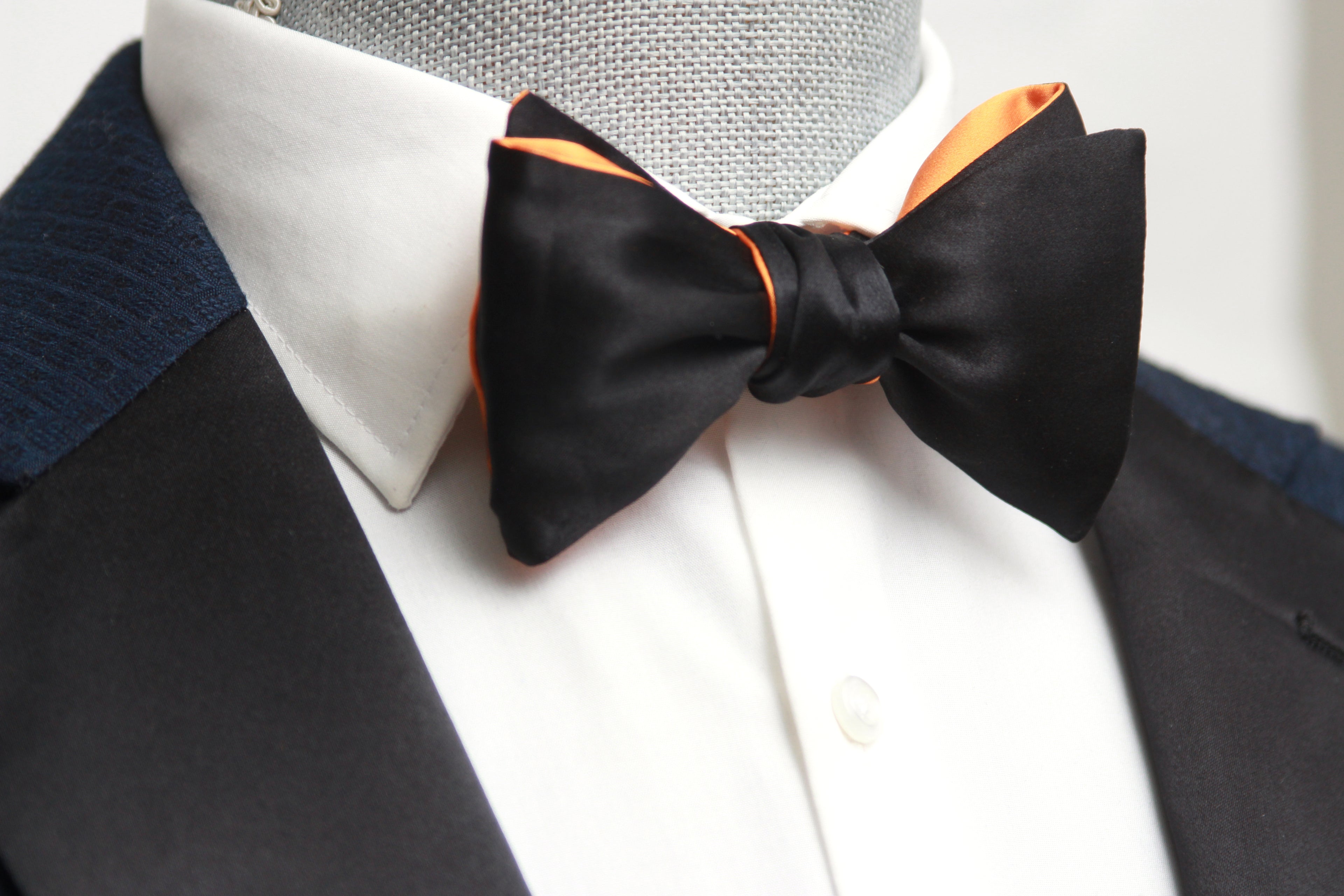 Orange Black Reversible Self-Tie Bow Tie