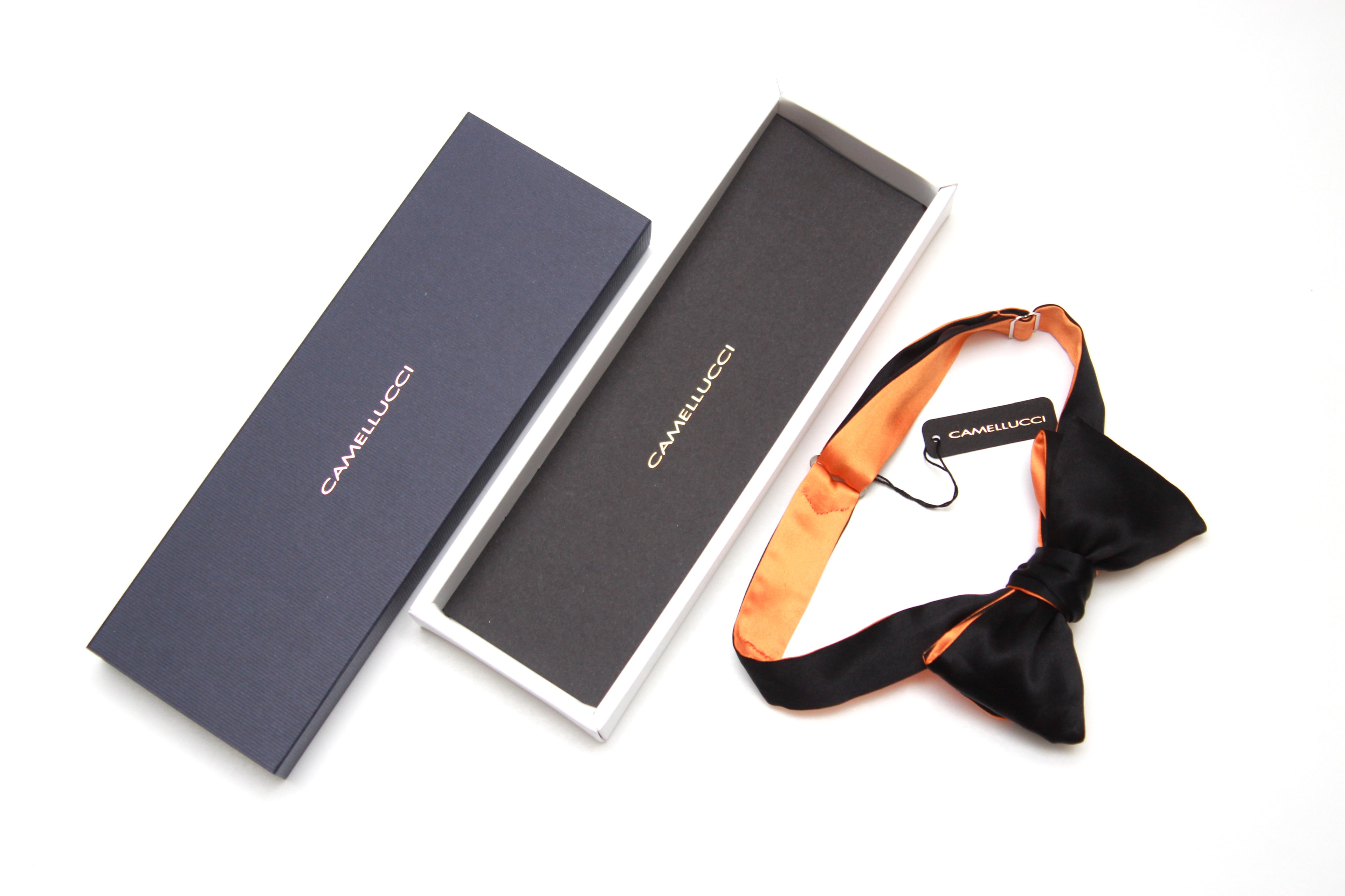 Orange Black Reversible Self-Tie Bow Tie