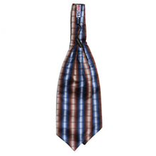 Load image into Gallery viewer, Blue Brown Plaid Silk Ascot
