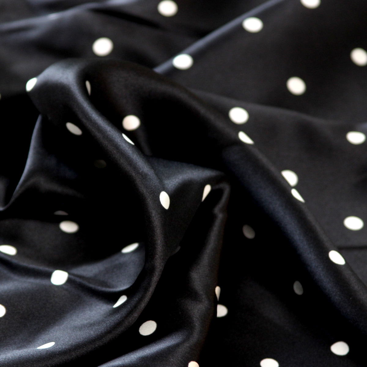 Black White Polka Dot 100% Pure Silk Charmeuse 19mm Fabric By Half Yard Material