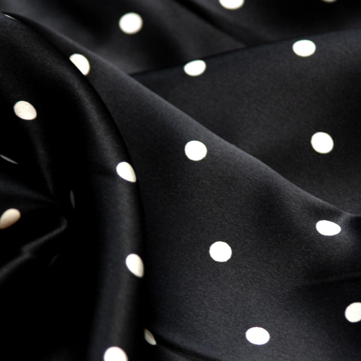 Black White Polka Dot 100% Pure Silk Charmeuse 19mm Fabric By Half Yard Material