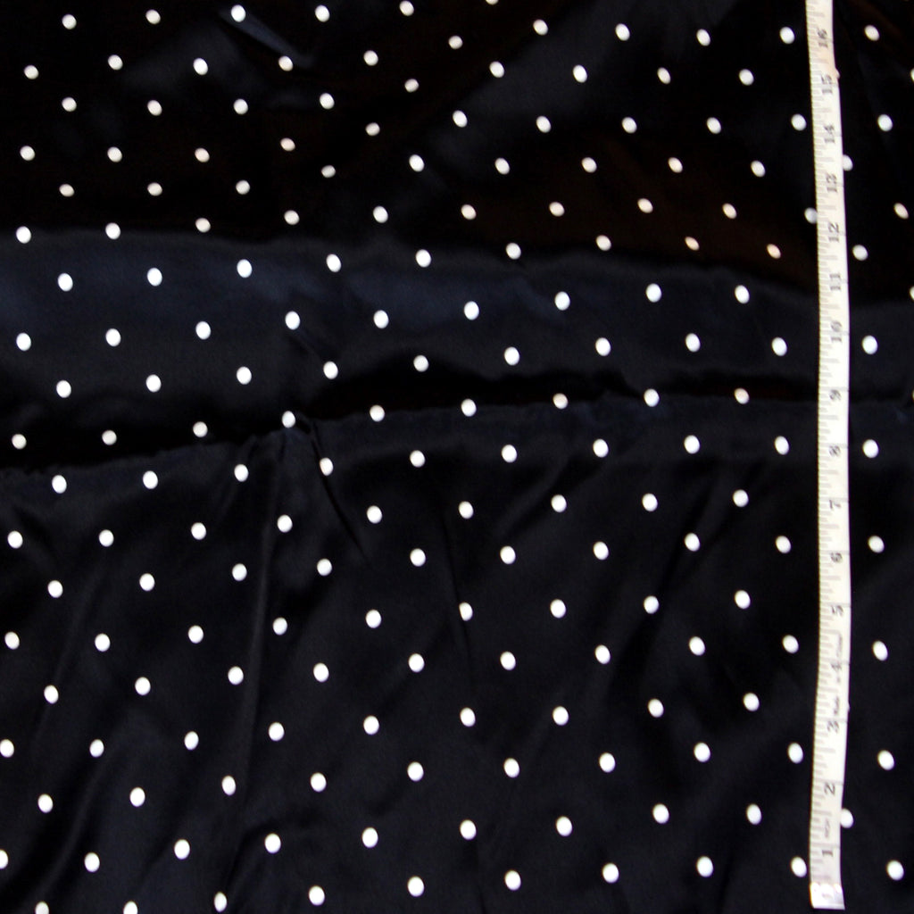 Black White Polka Dot 100% Pure Silk Charmeuse 19mm Fabric By Half Yard Material