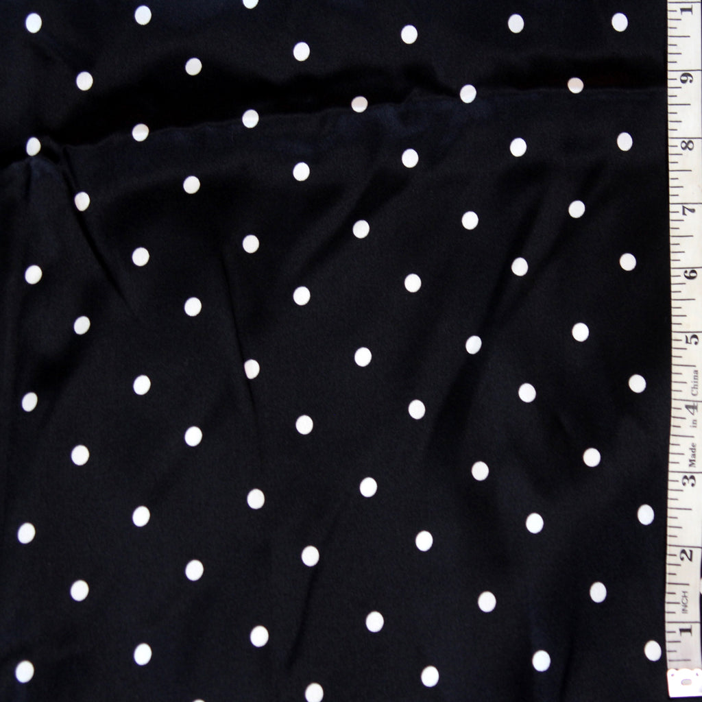 Black White Polka Dot 100% Pure Silk Charmeuse 19mm Fabric By Half Yard Material
