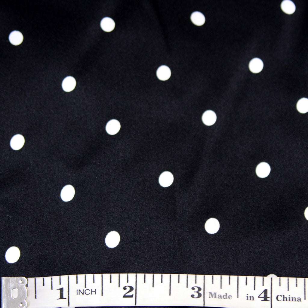 Black White Polka Dot 100% Pure Silk Charmeuse 19mm Fabric By Half Yard Material