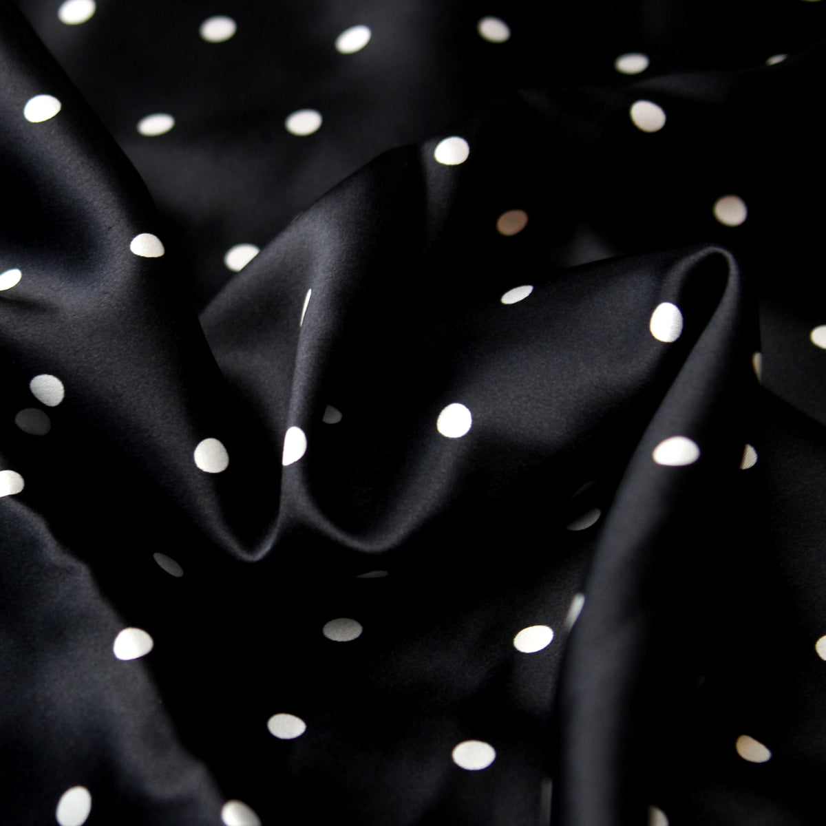 Black White Polka Dot 100% Pure Silk Charmeuse 19mm Fabric By Half Yard Material