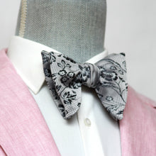 Load image into Gallery viewer, Floral Grey Big Butterfly Silk Bow Tie
