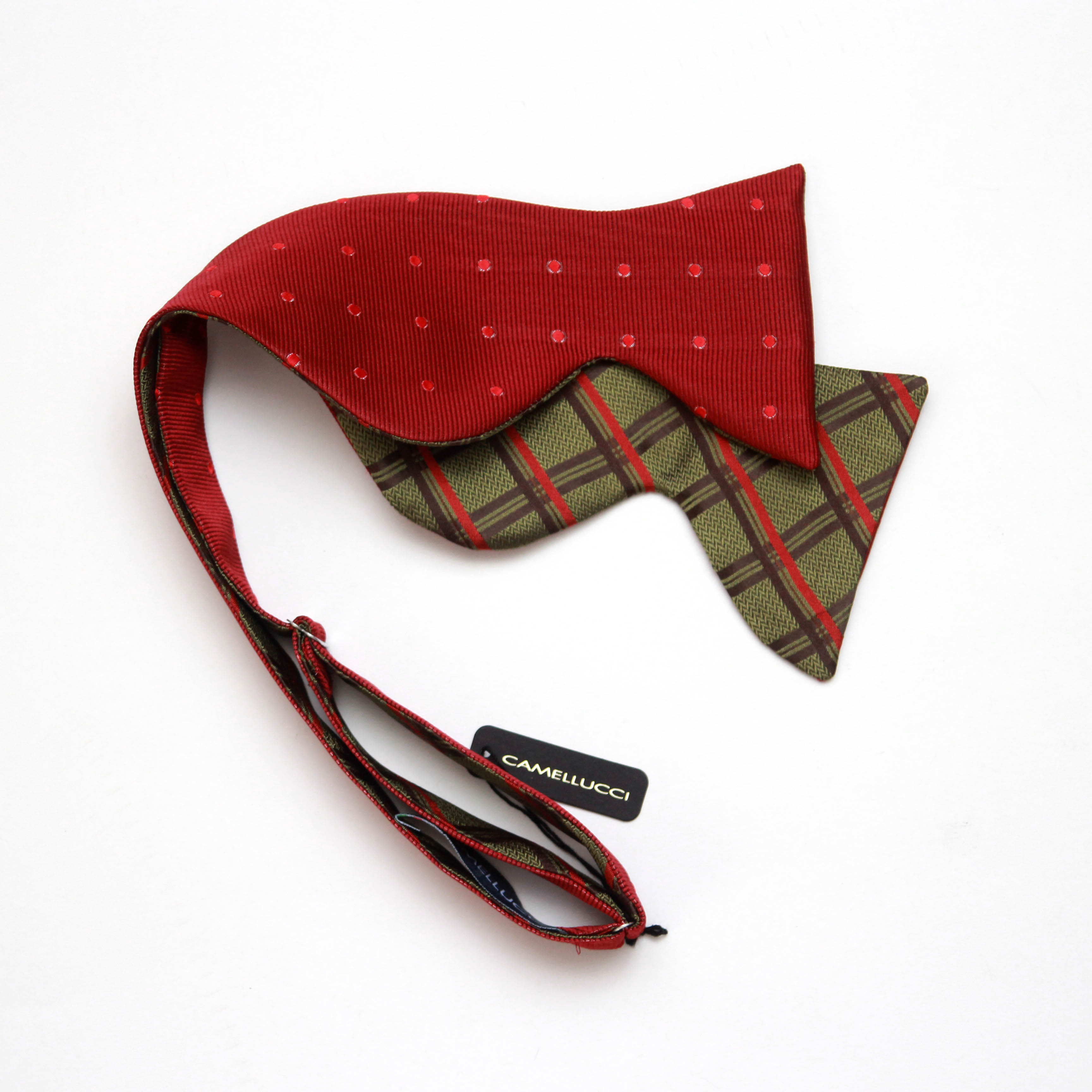 Red Green Reversible Big Butterfly Silk Bow Tie