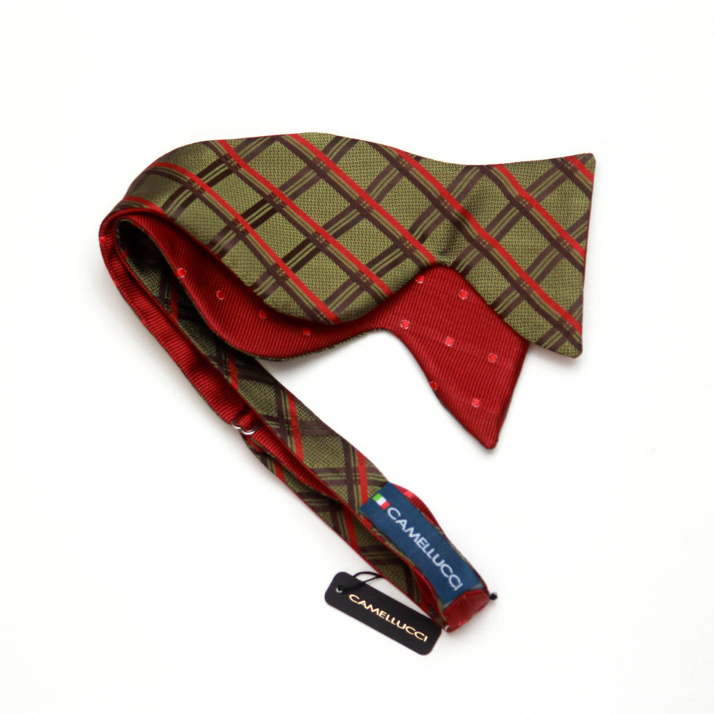 Red Green Reversible Big Butterfly Silk Bow Tie