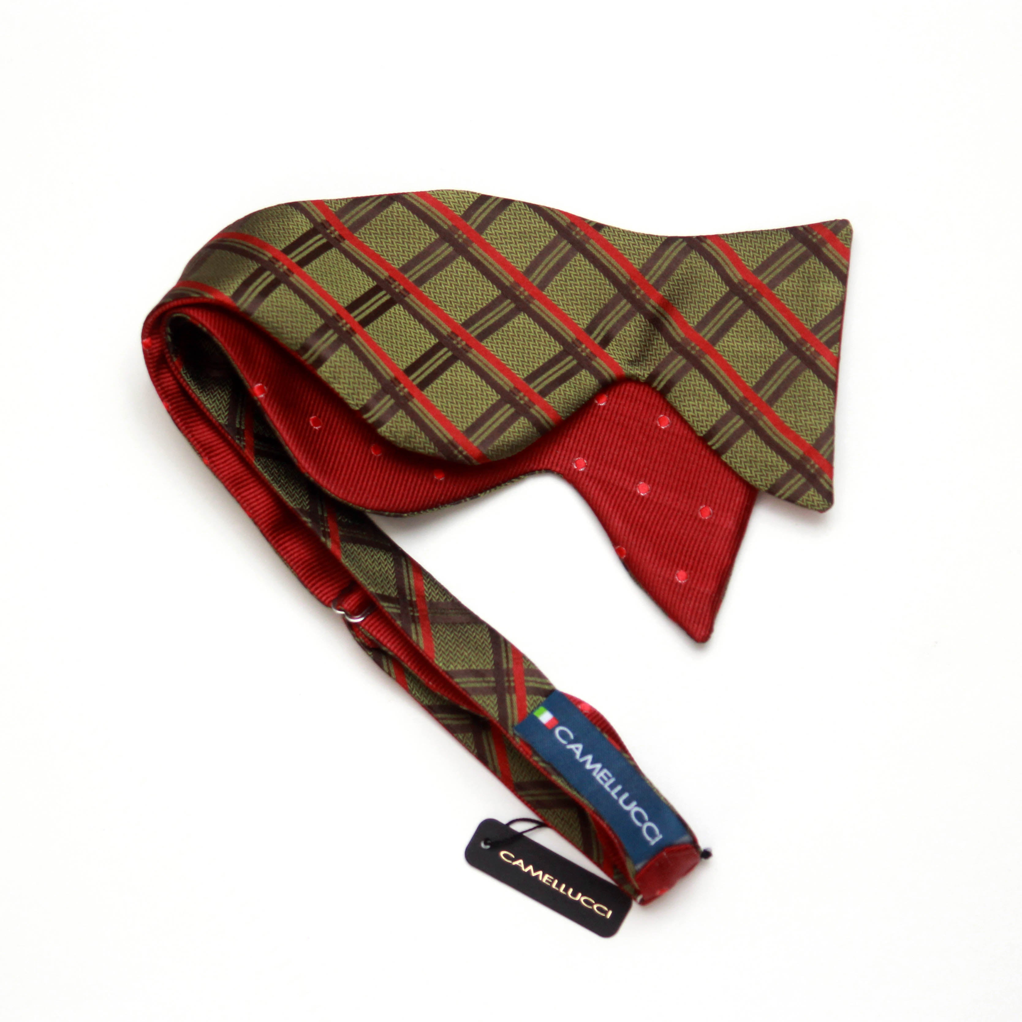Red Green Reversible Big Butterfly Silk Bow Tie