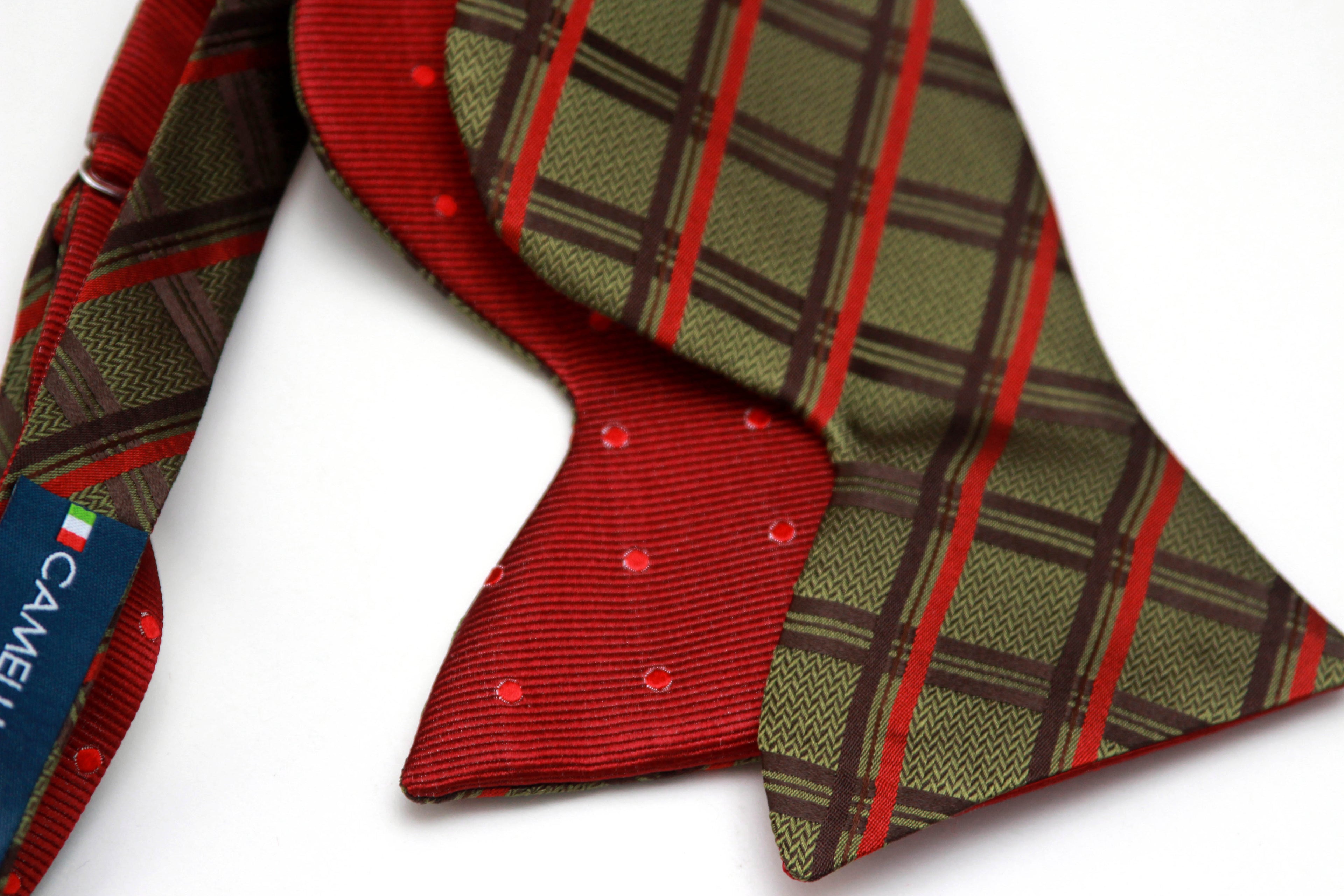 Red Green Reversible Big Butterfly Silk Bow Tie