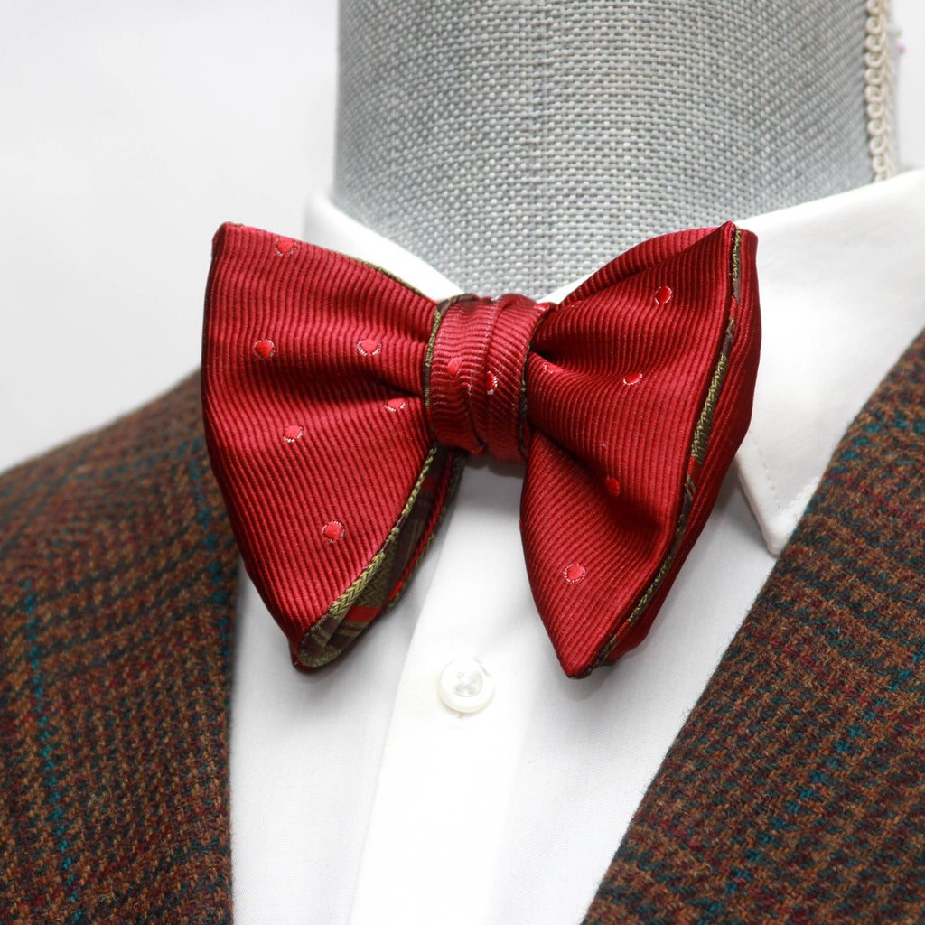 Red Green Reversible Big Butterfly Silk Bow Tie