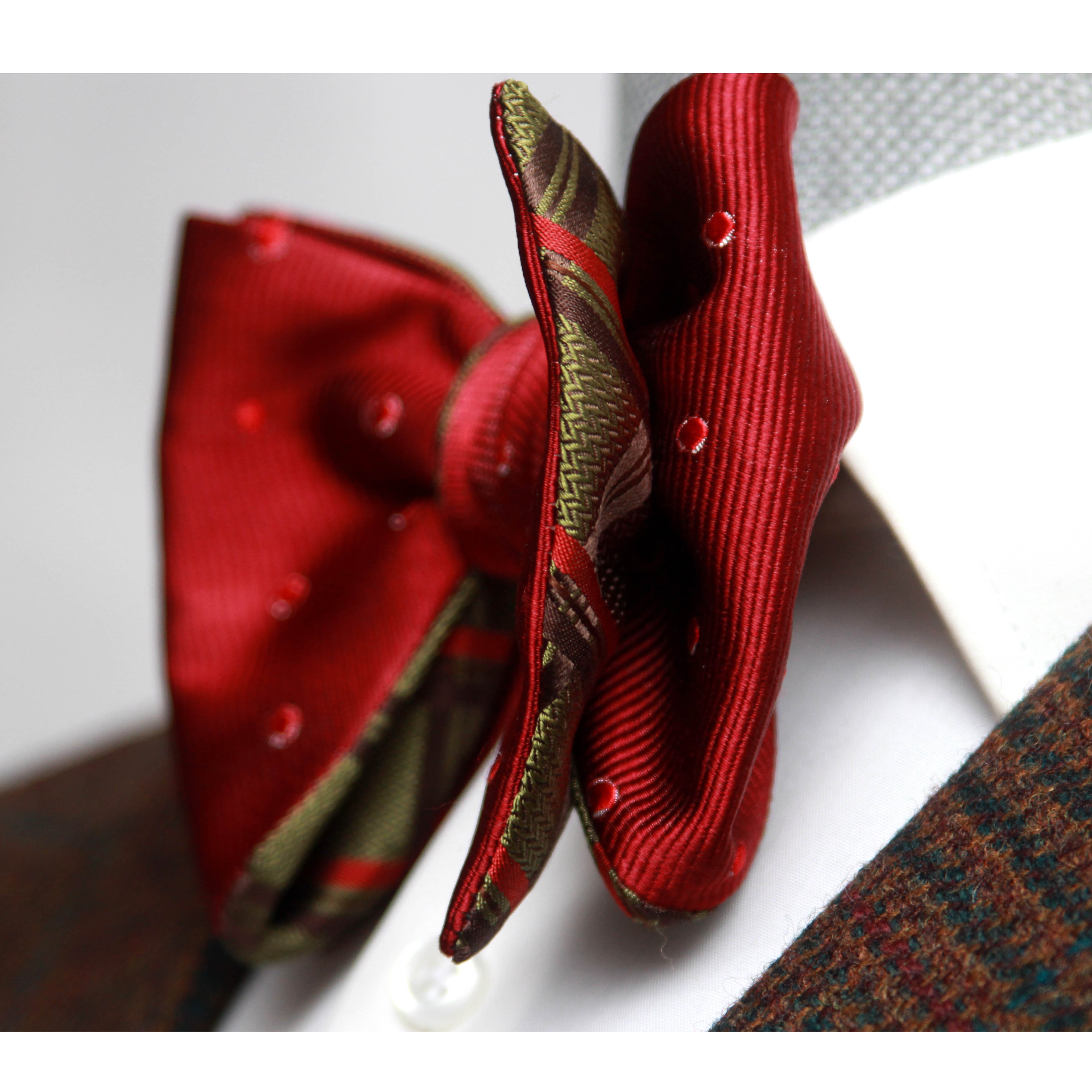 Red Green Reversible Big Butterfly Silk Bow Tie