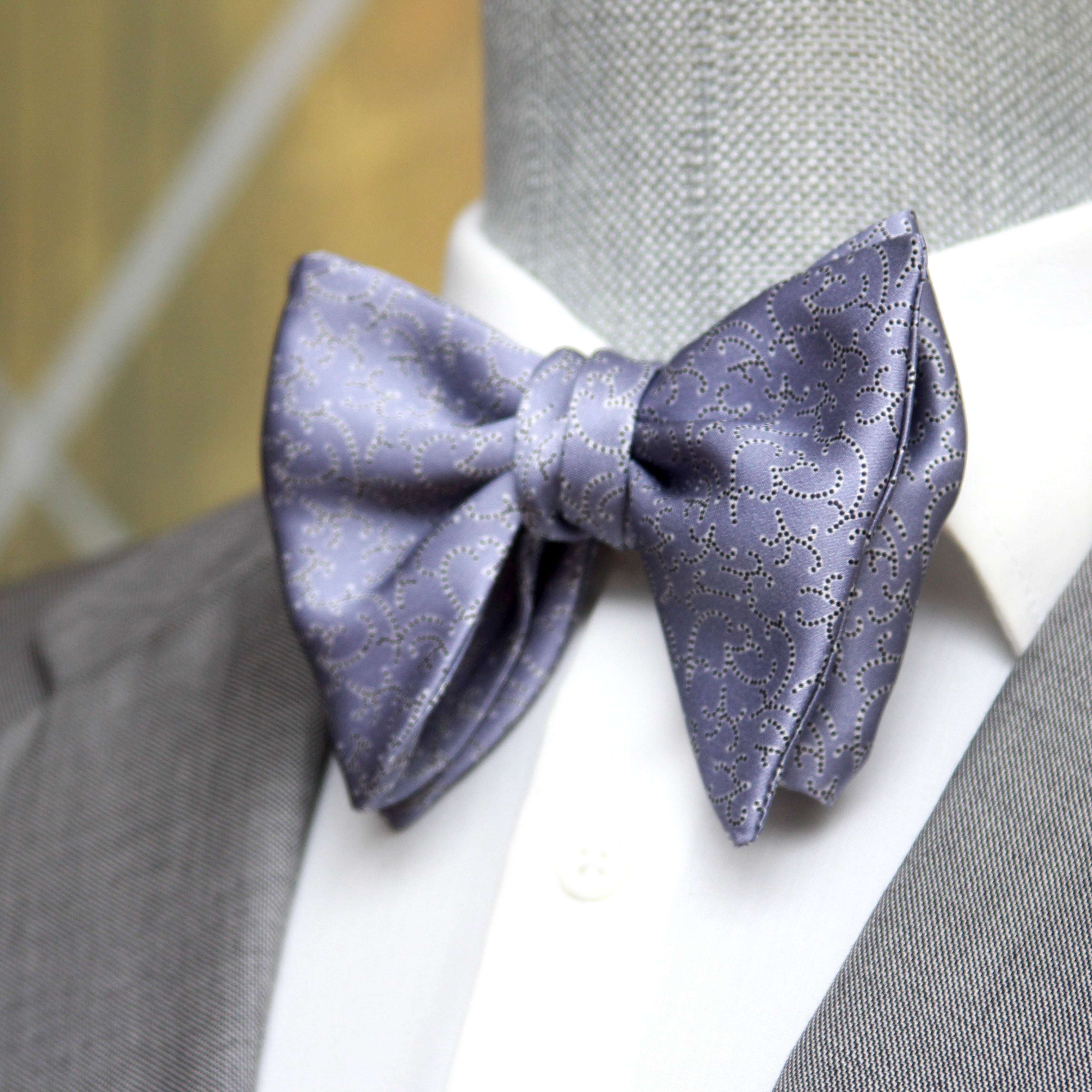 Big Butterfly Dusty Blue Silk Bow Tie