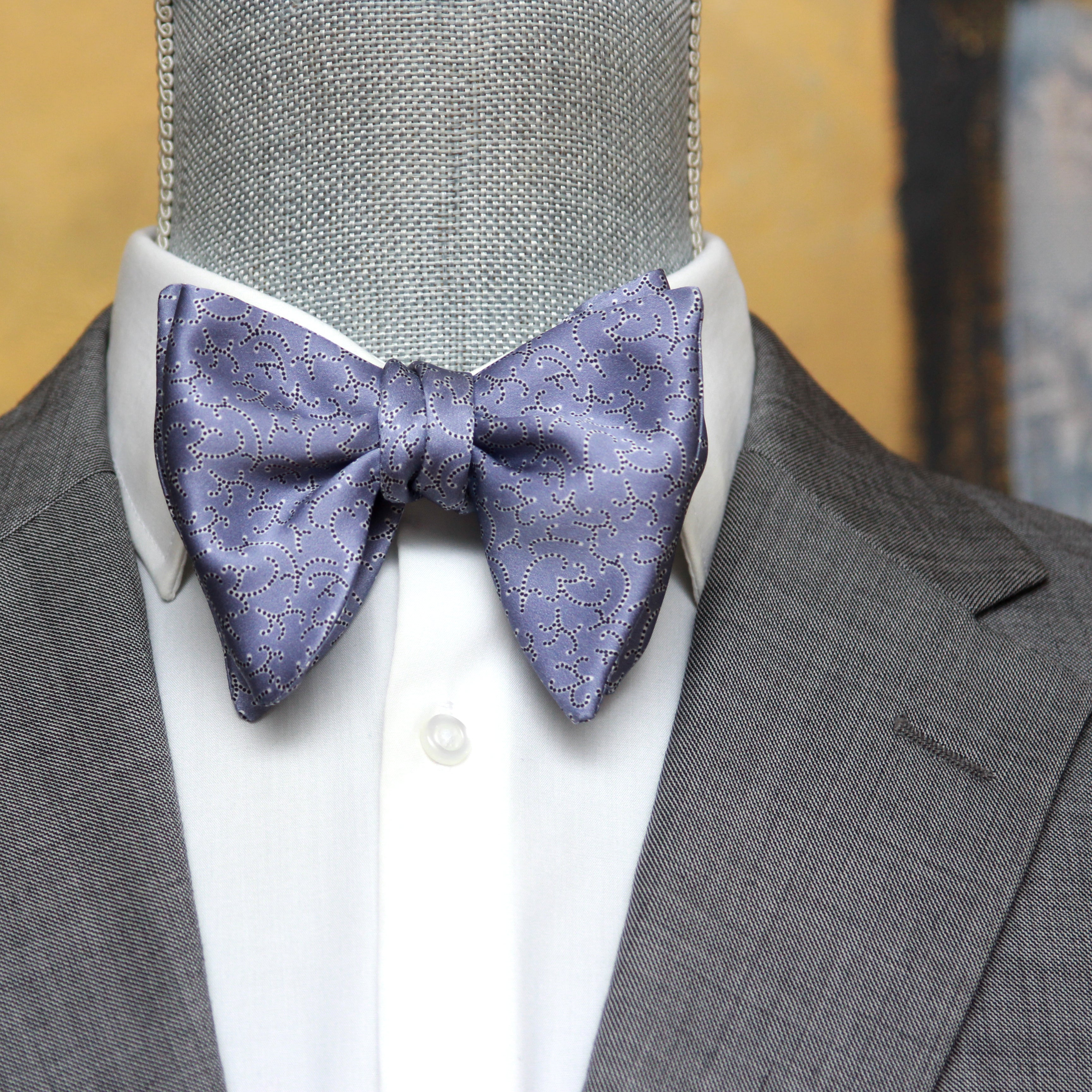 Big Butterfly Dusty Blue Silk Bow Tie
