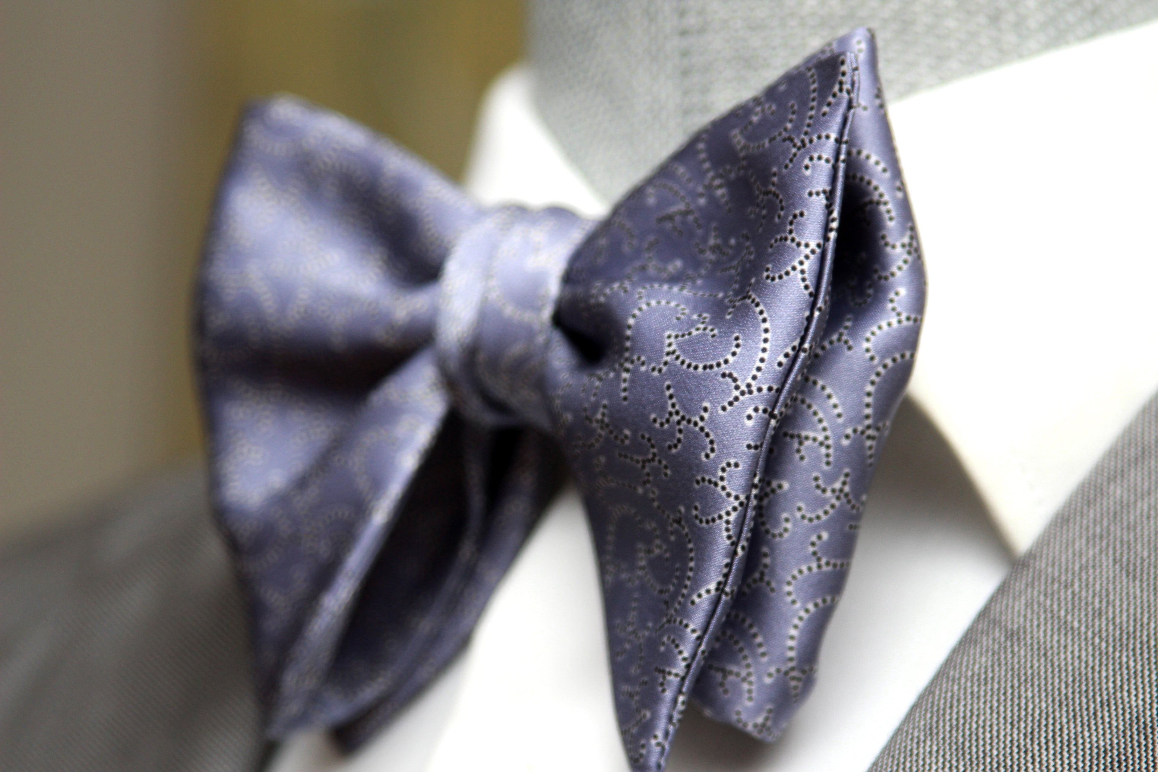 Big Butterfly Dusty Blue Silk Bow Tie