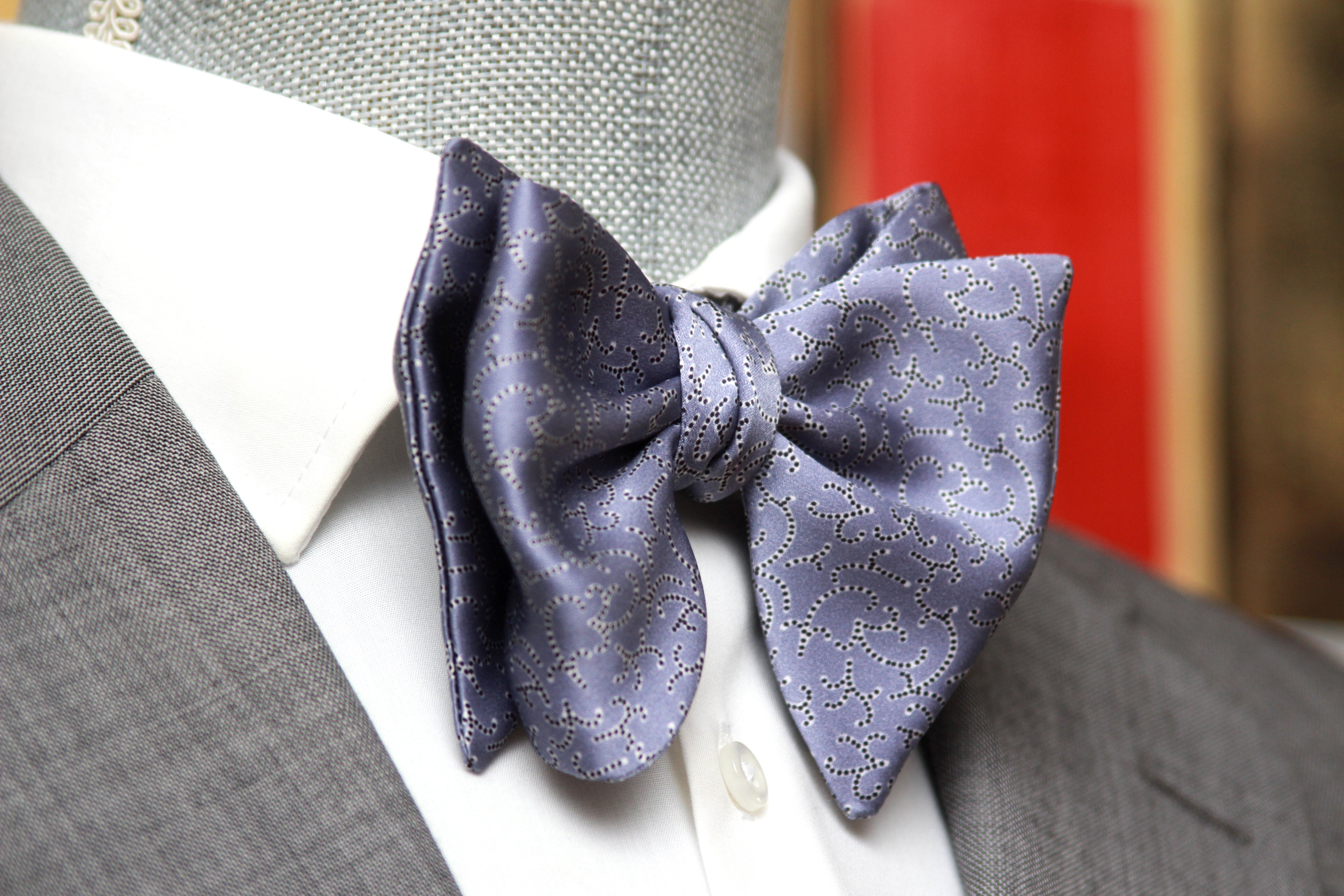 Big Butterfly Dusty Blue Silk Bow Tie