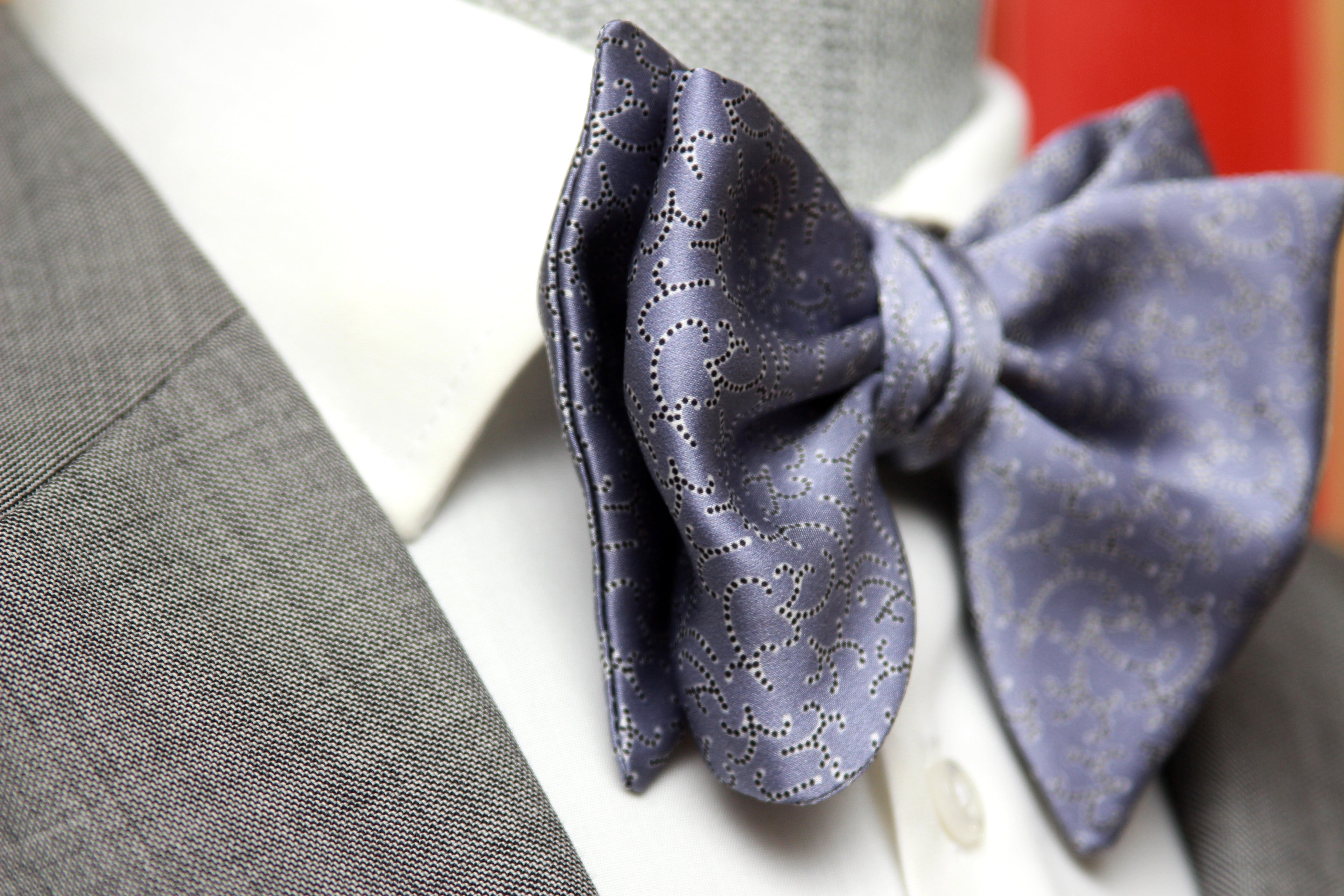 Big Butterfly Dusty Blue Silk Bow Tie