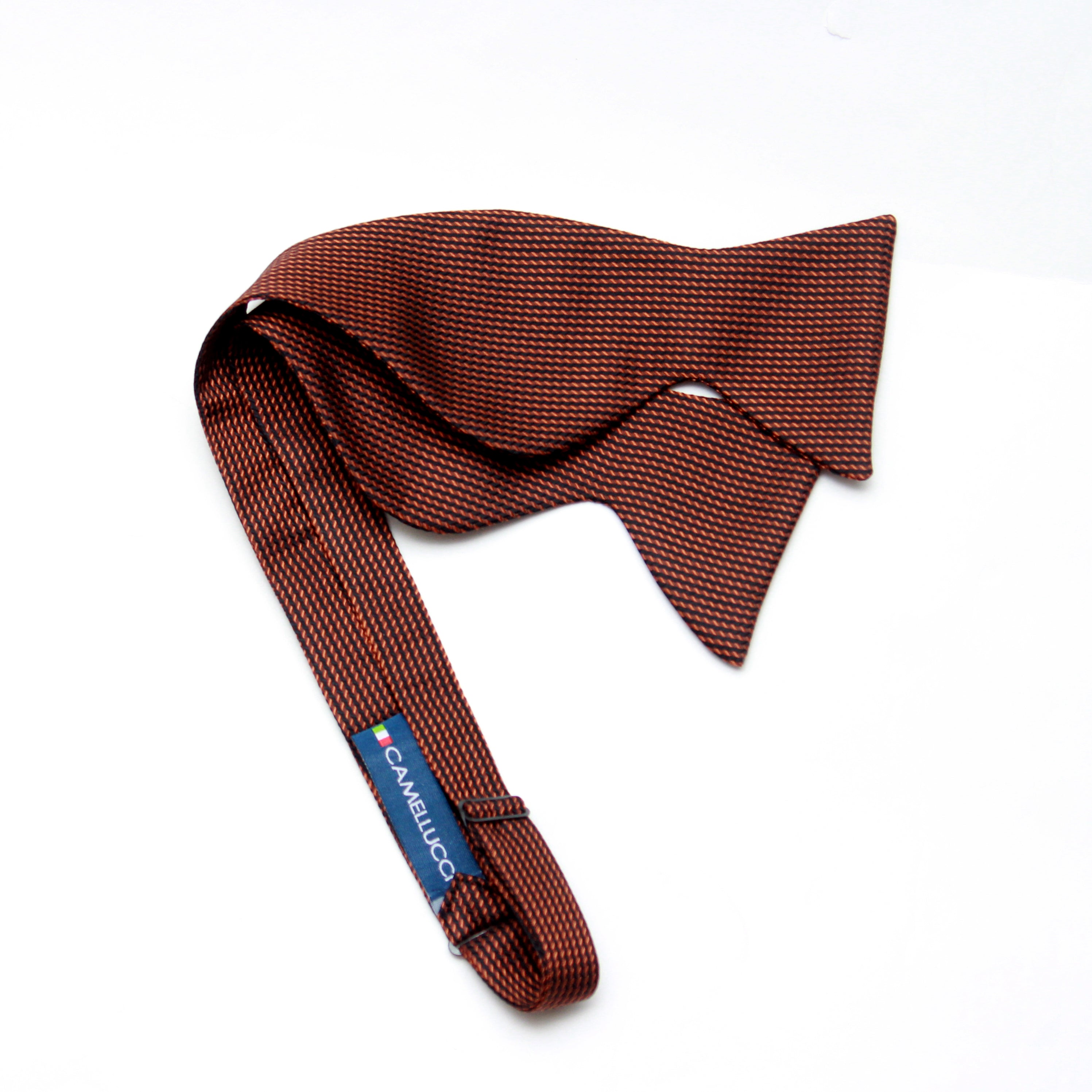 Big Butterfly Orange Black Ornament Silk Bow Tie