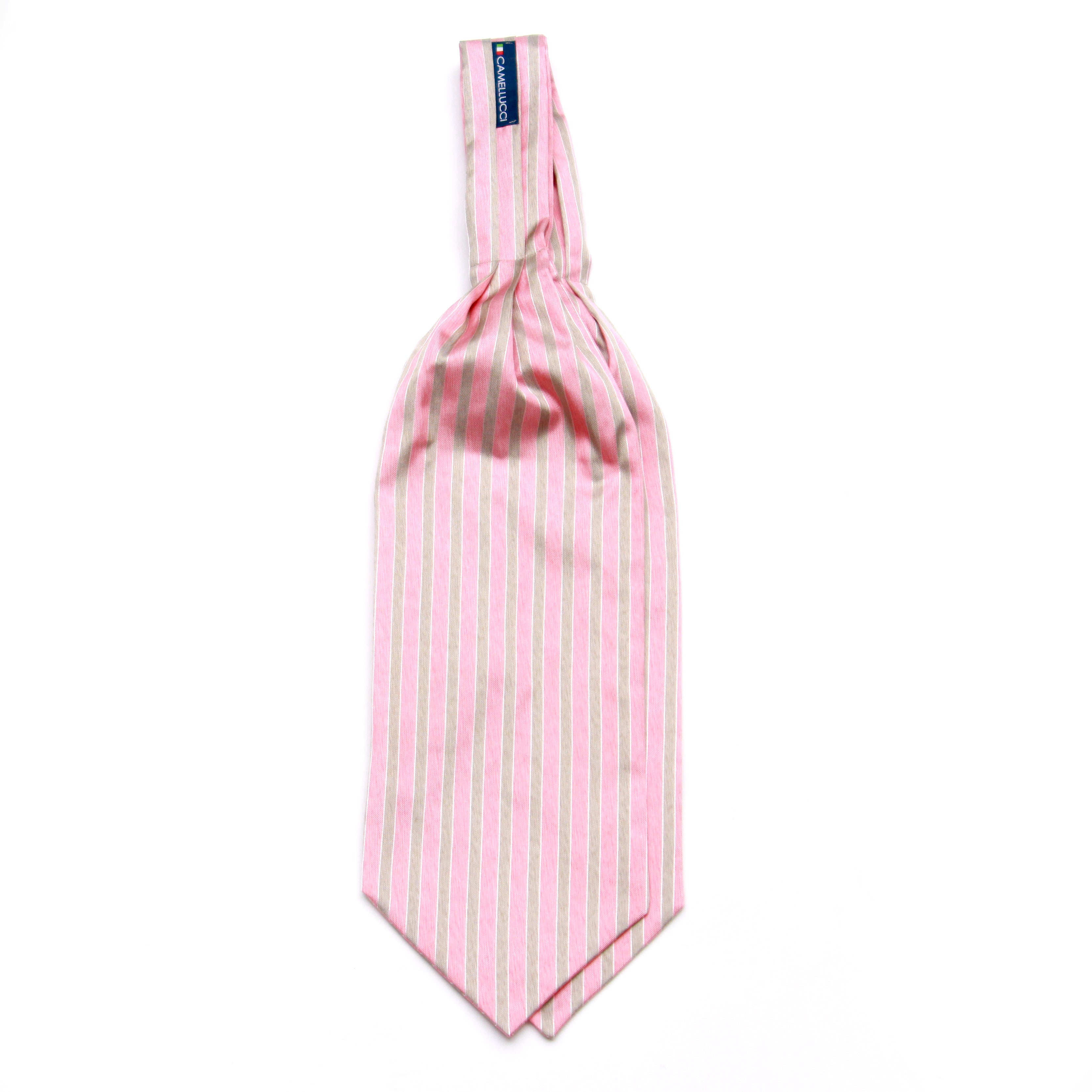 Striped Coral Silk Ascot