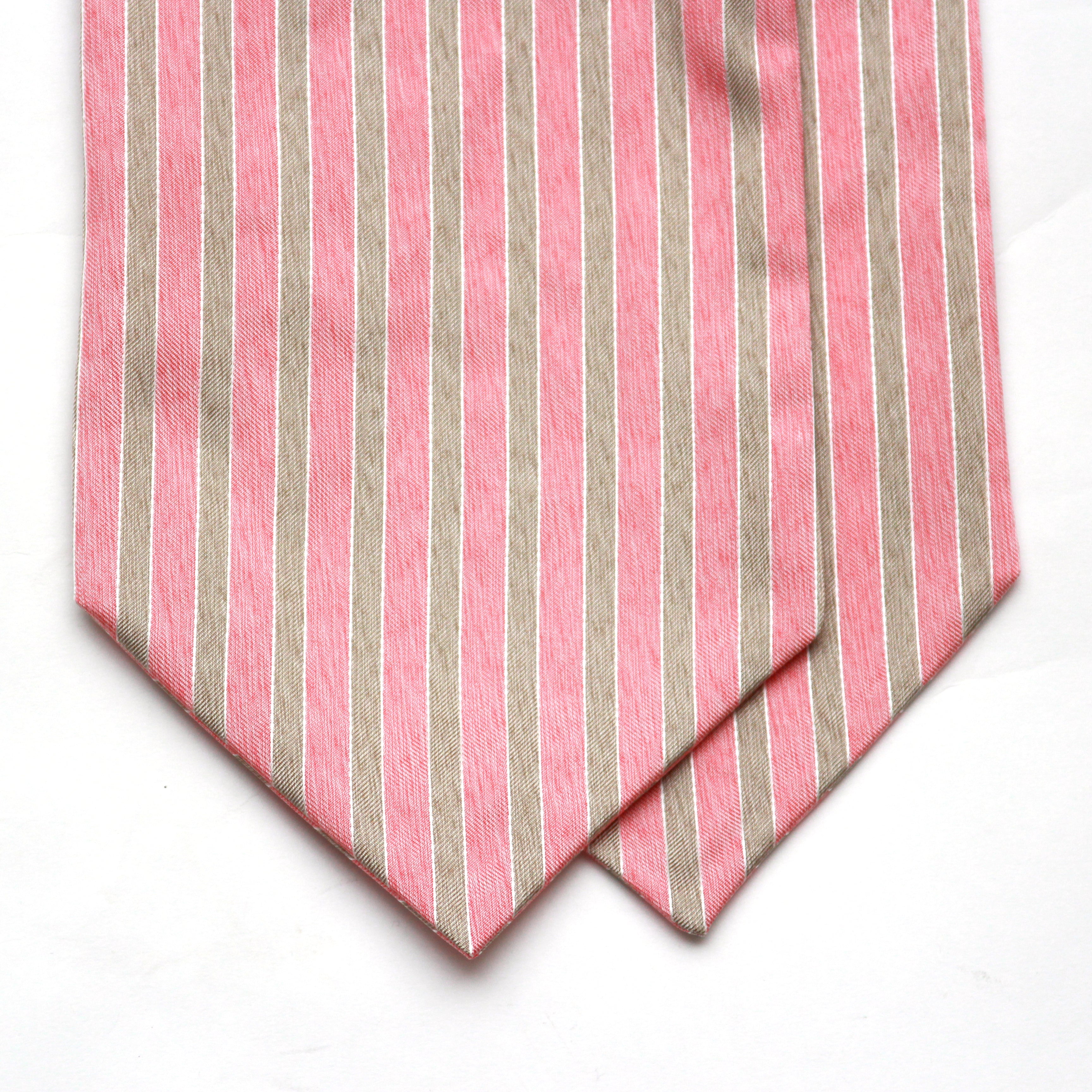 Striped Coral Silk Ascot