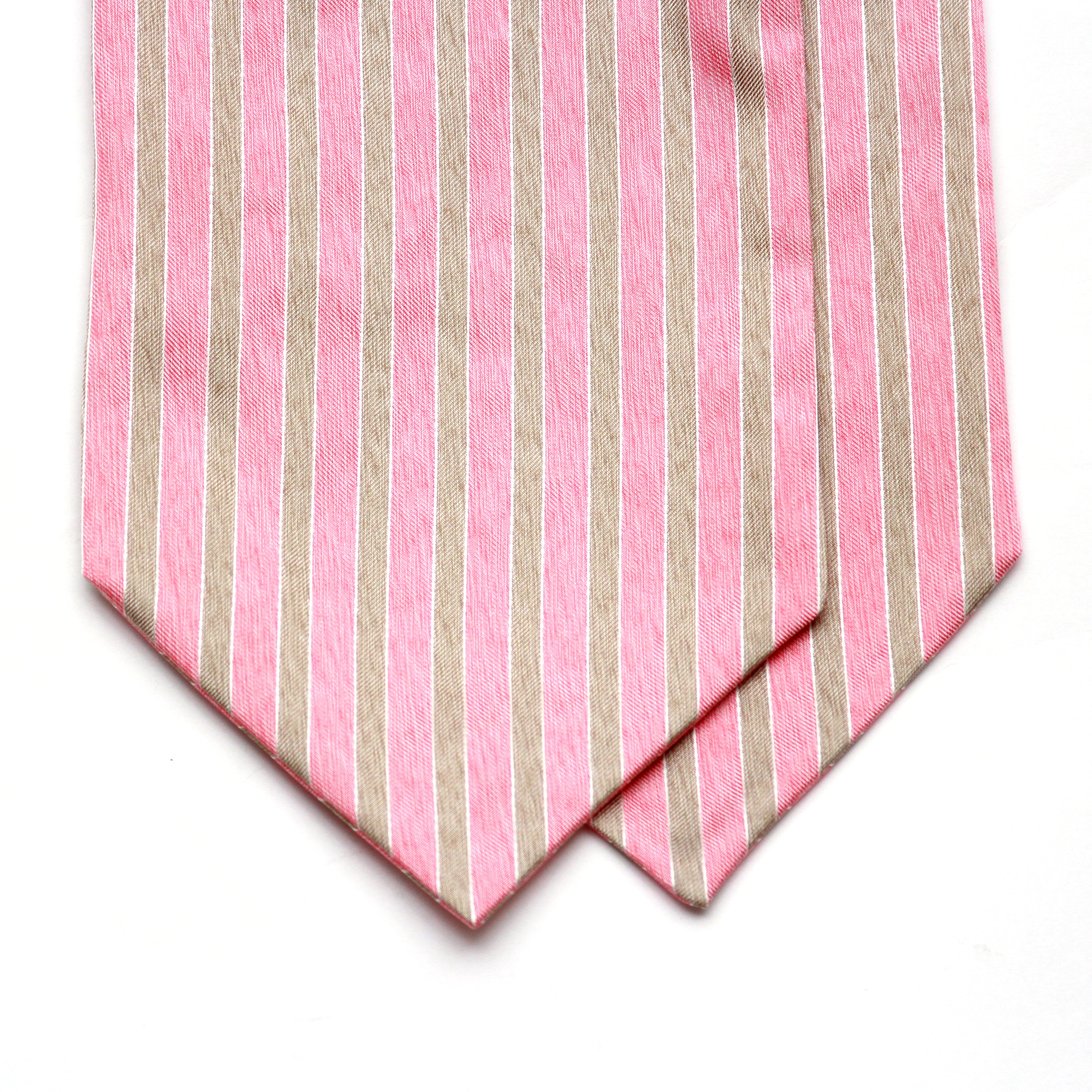 Striped Coral Silk Ascot