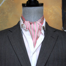 Load image into Gallery viewer, Striped Coral Silk Ascot
