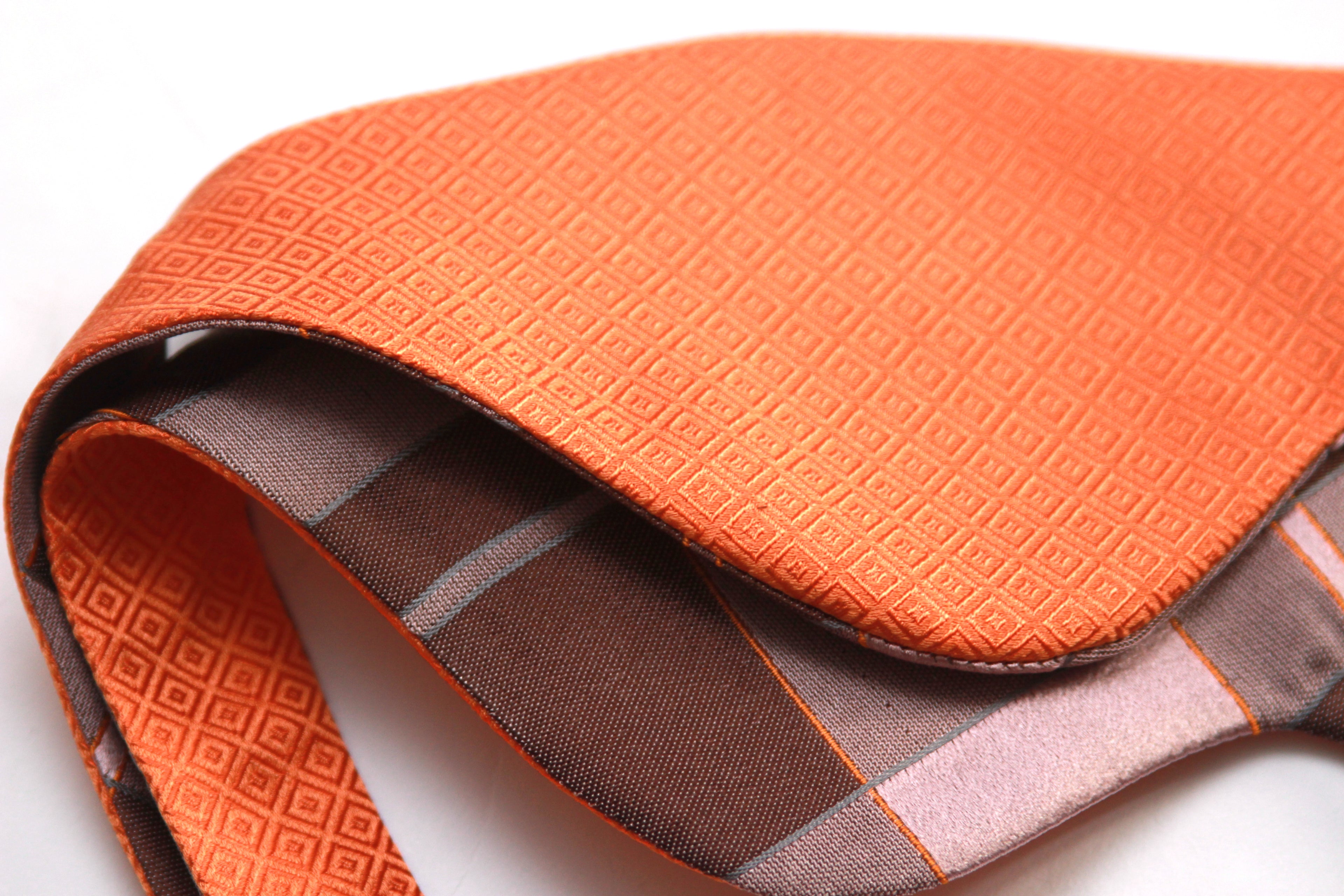 Big Butterfly Orange Mauve Plaid Silk Bow Tie
