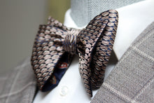 Load image into Gallery viewer, Big Butterfly Navy Paisley Silk Bow Tie

