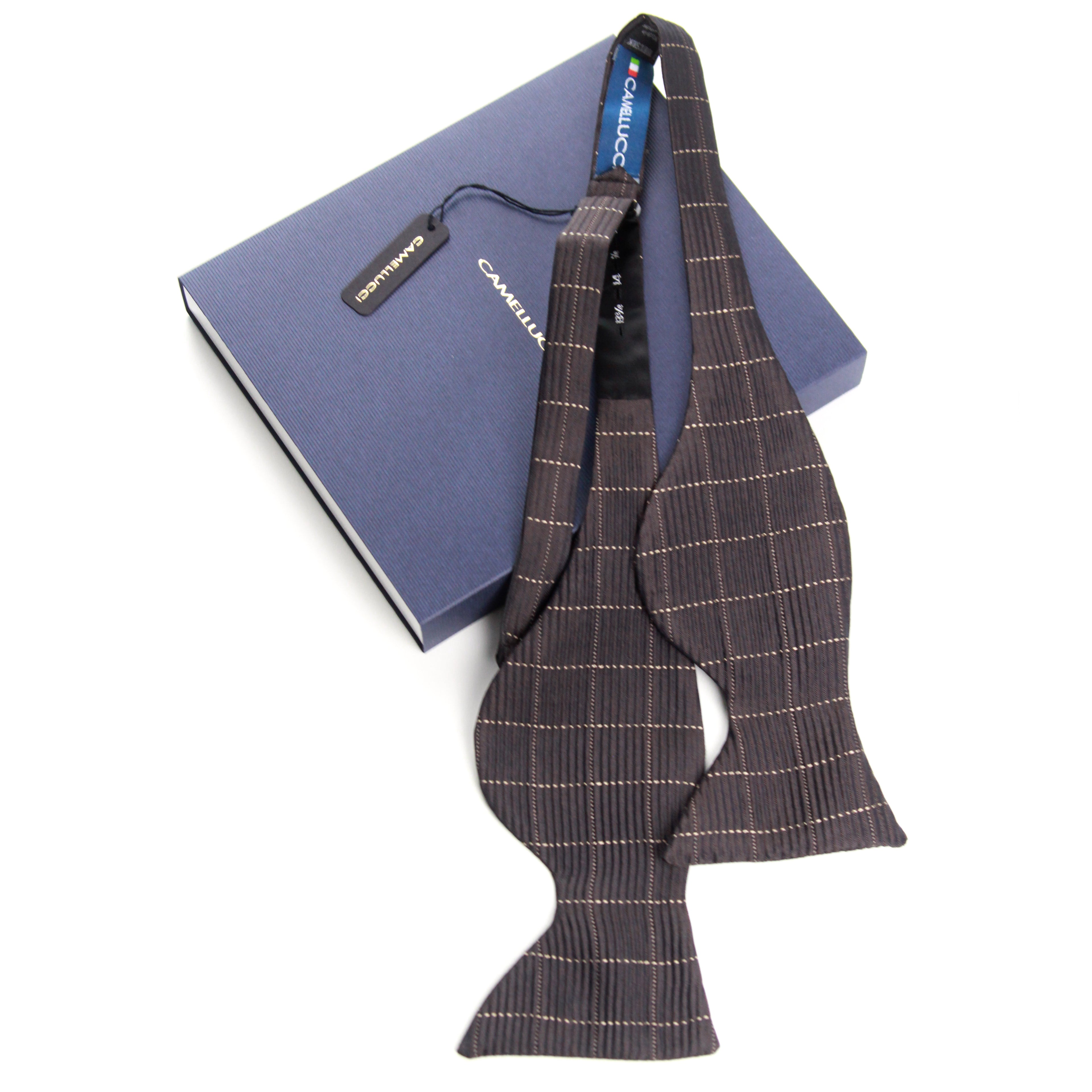 Men's Large Silk Bow Tie Brown Textured