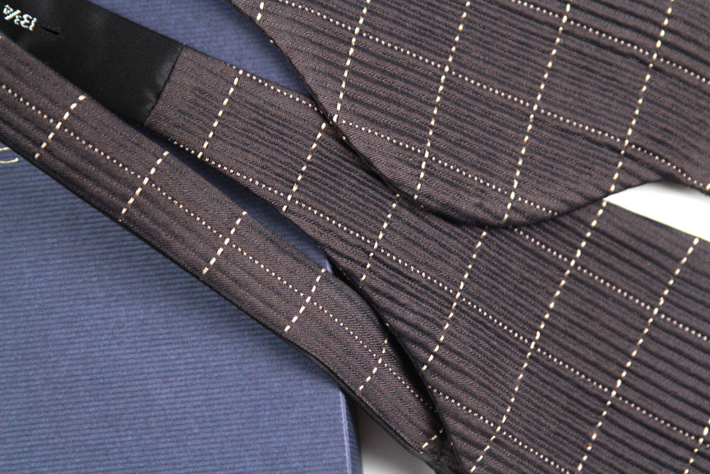 Men's Large Silk Bow Tie Brown Textured