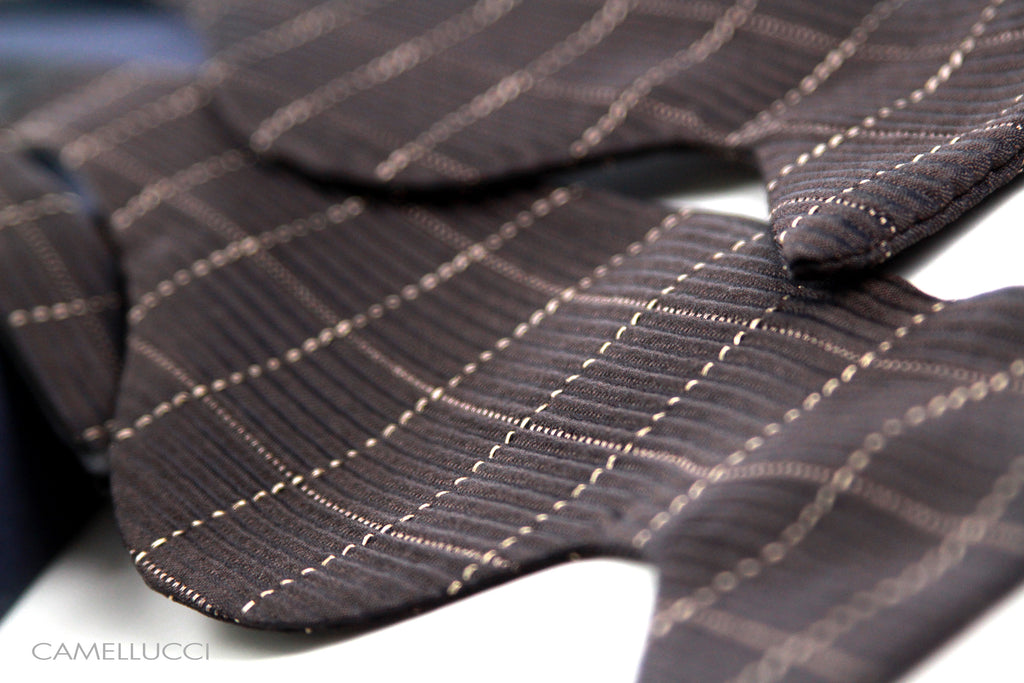 Men's Large Silk Bow Tie Brown Textured