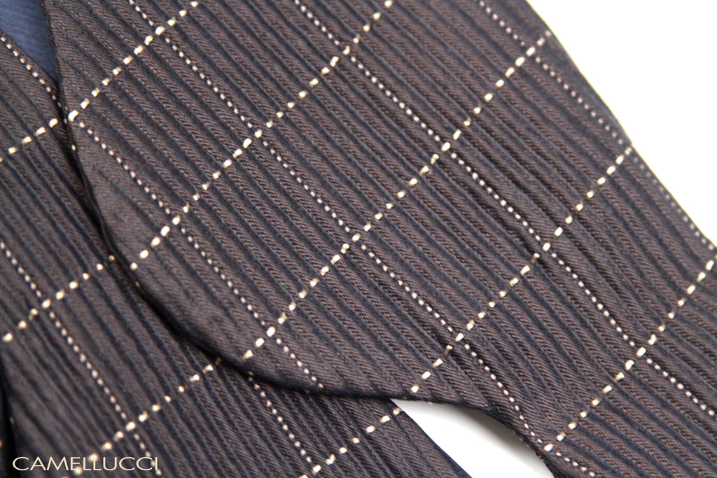 Men's Large Silk Bow Tie Brown Textured